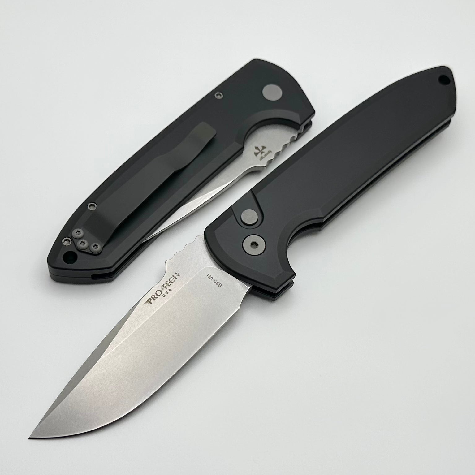 Pro-Tech Les George Rockeye Black Handle & Stonewash CPM-S35VN LG301