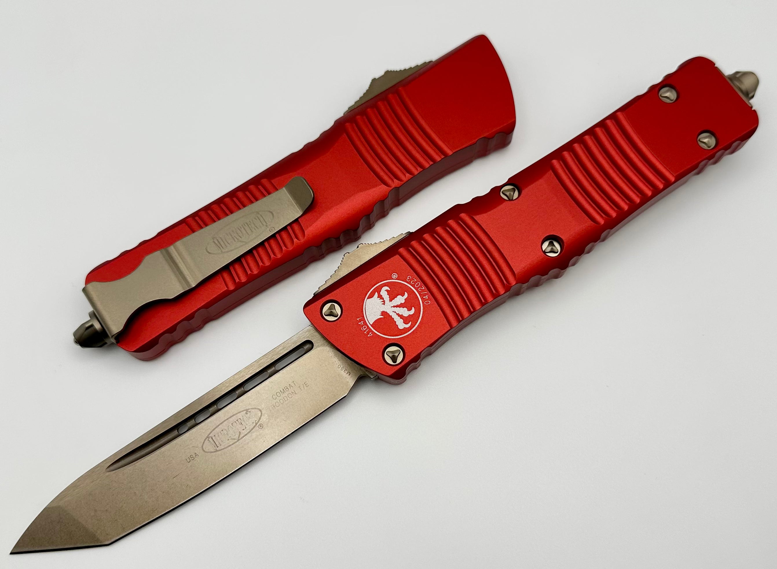 Microtech Combat Troodon Tanto T/E Bronze Standard & Red 144-13RD