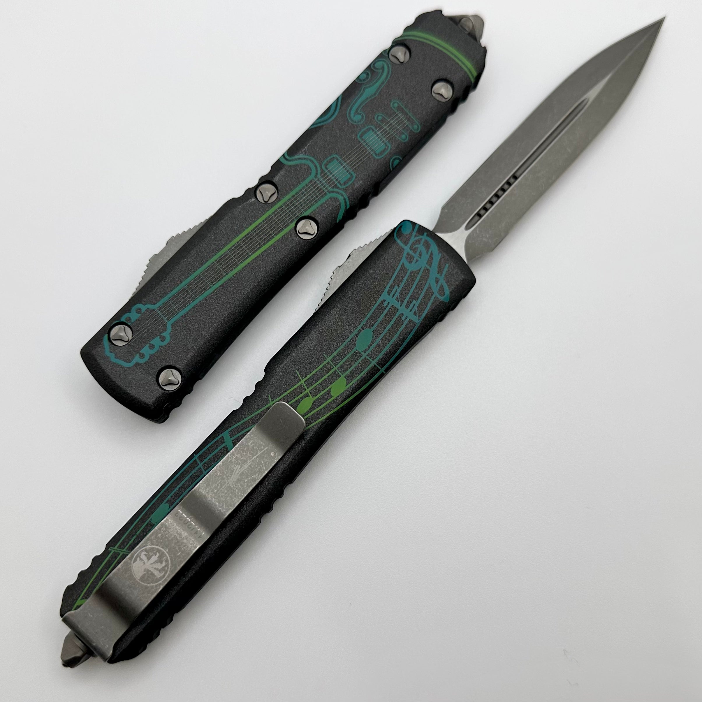 Microtech Ultratech NCKS 2023 Teal & Green Double Edge Apocalyptic Standard 122-10APNCKS