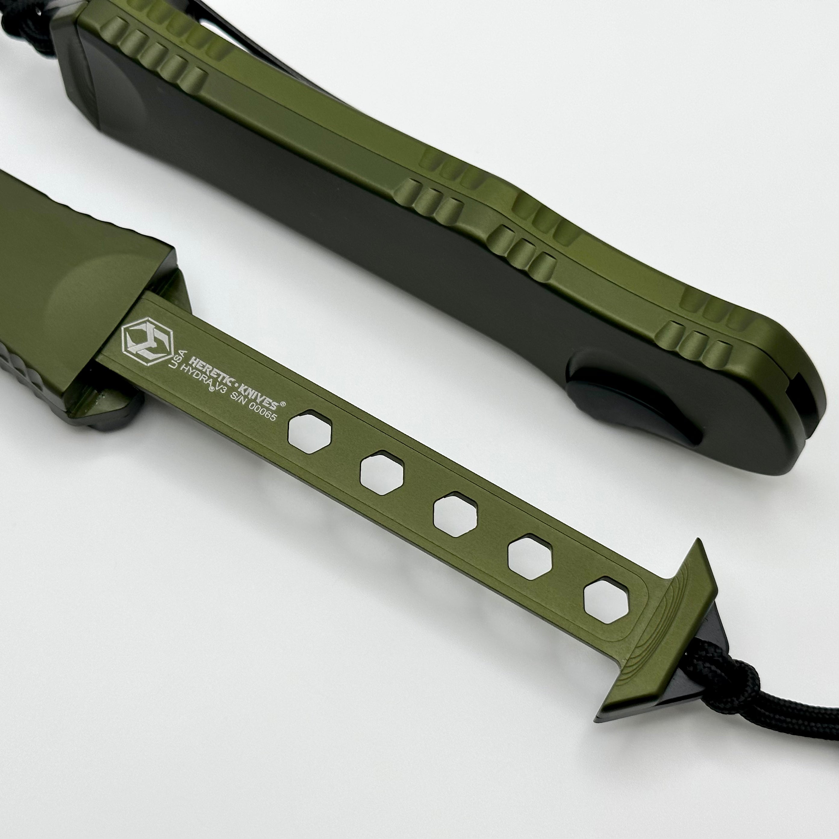 Heretic Hydra V3 OD Green Aluminum Handle & DLC Recurve MagnaCut H008-6A-GRN