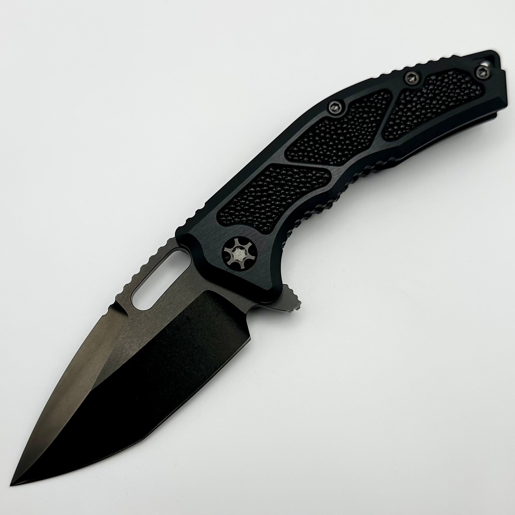 Heretic Knives Custom Medusa Manual Prototype V3 Black Aluminum Hefted Frame Lock w/ Stingray Inlays & DLC MagnaCut