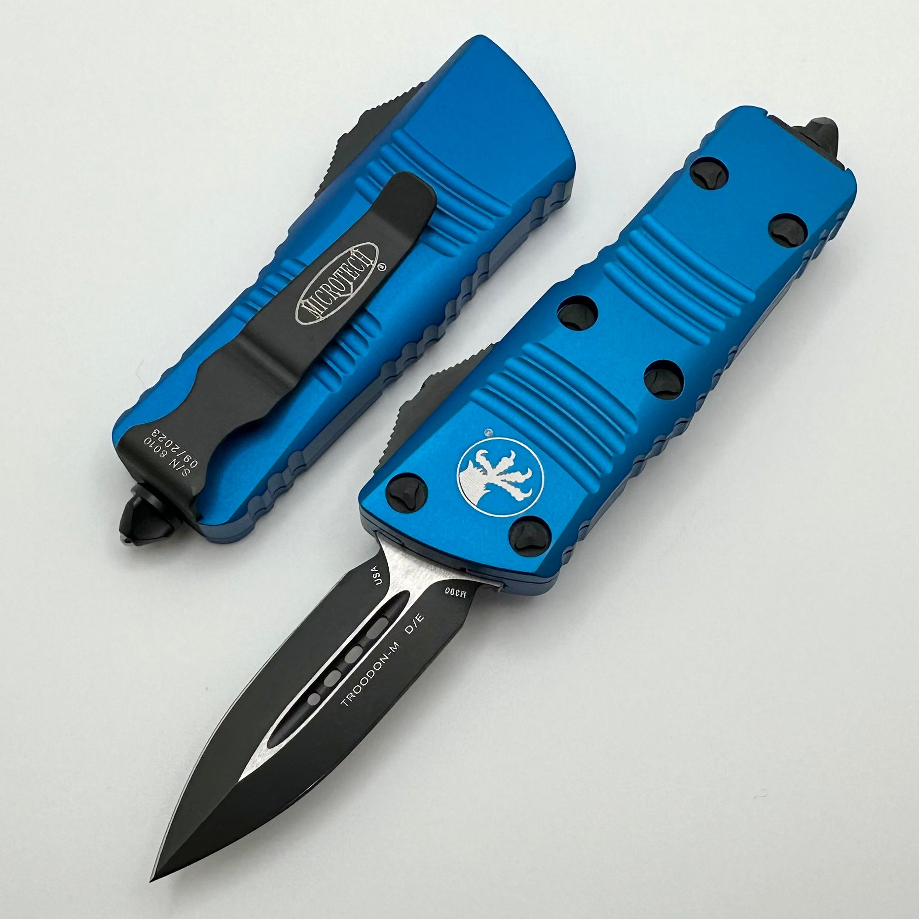 Microtech Mini Troodon Double Edge Blue Standard 238-1BL