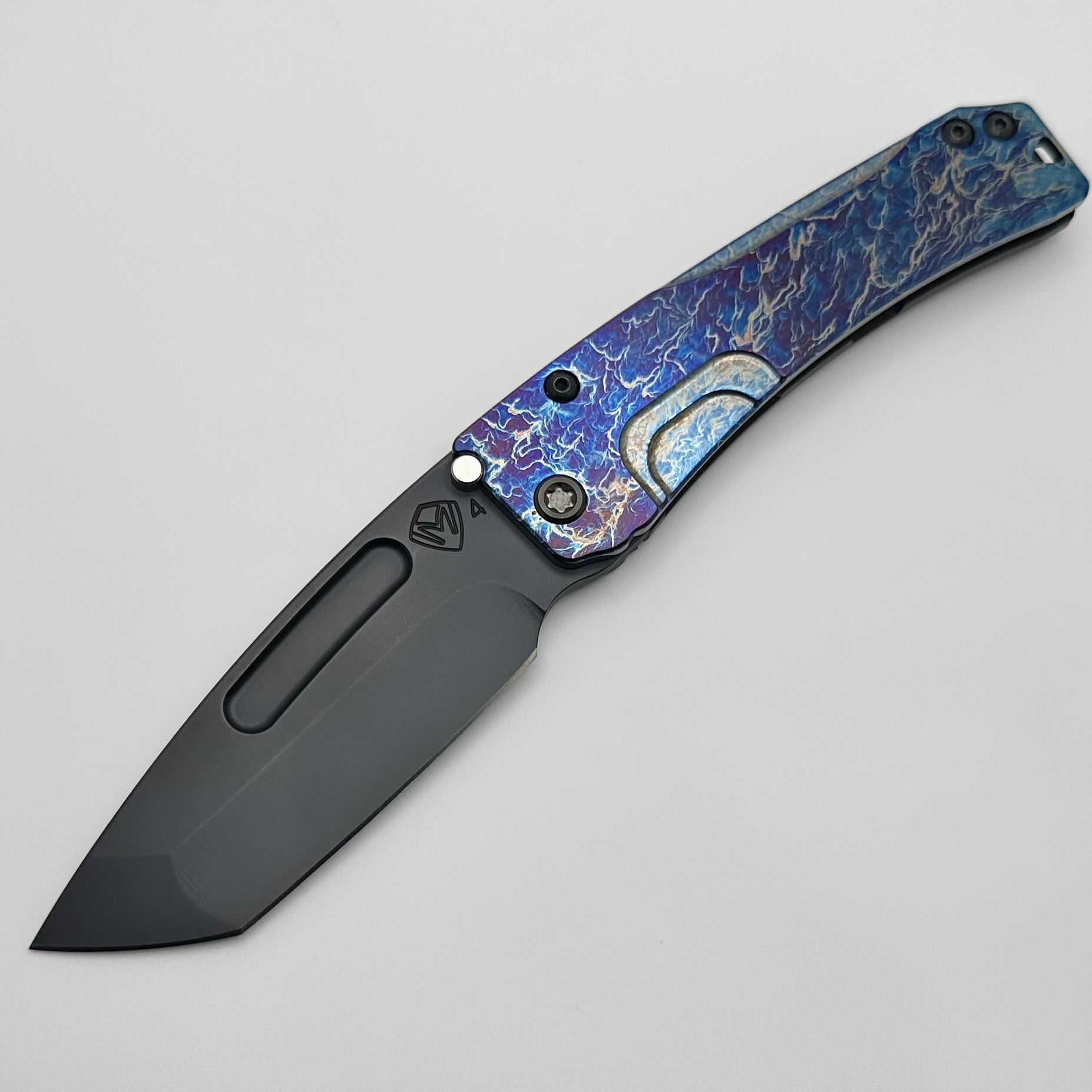 Medford Knife Slim Midi DLC Tanto S45 & Faced/Acid Etch & Black Handles w/ Black Hardware