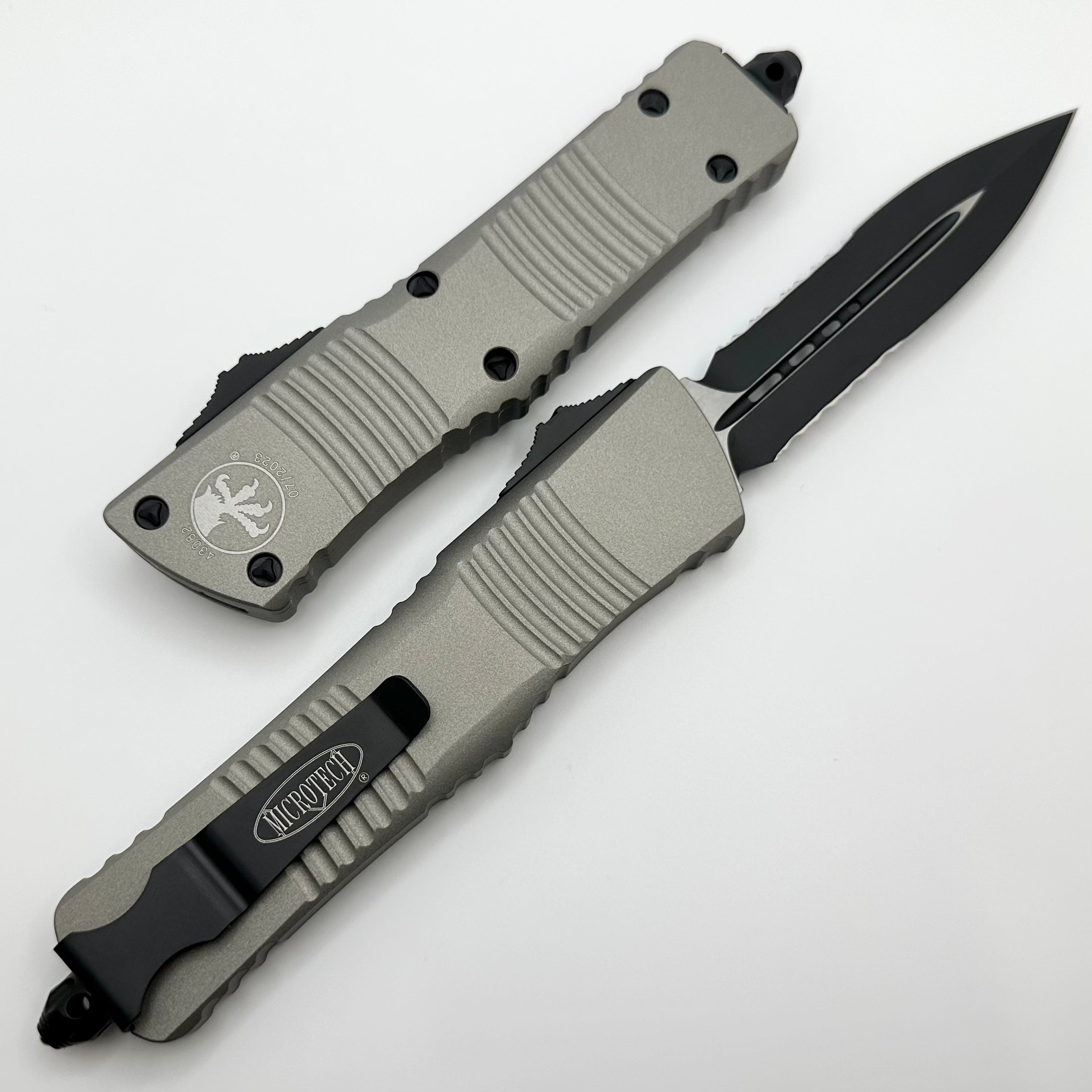 Microtech Combat Troodon Titanium Colored Gray & Partial Serrated Black Double Edge 142-2TG