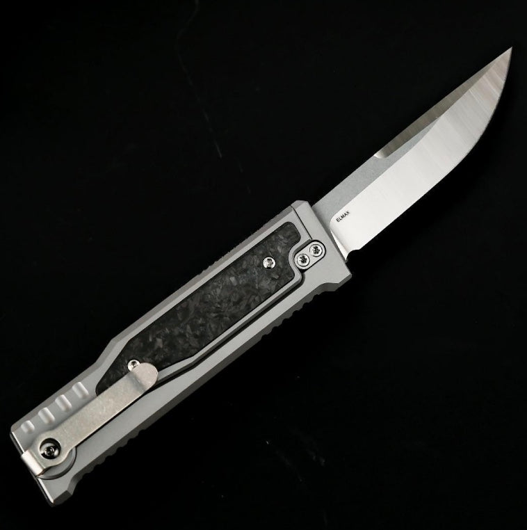 Reate EXO M Marbled Carbon Fiber & Satin Drop Point