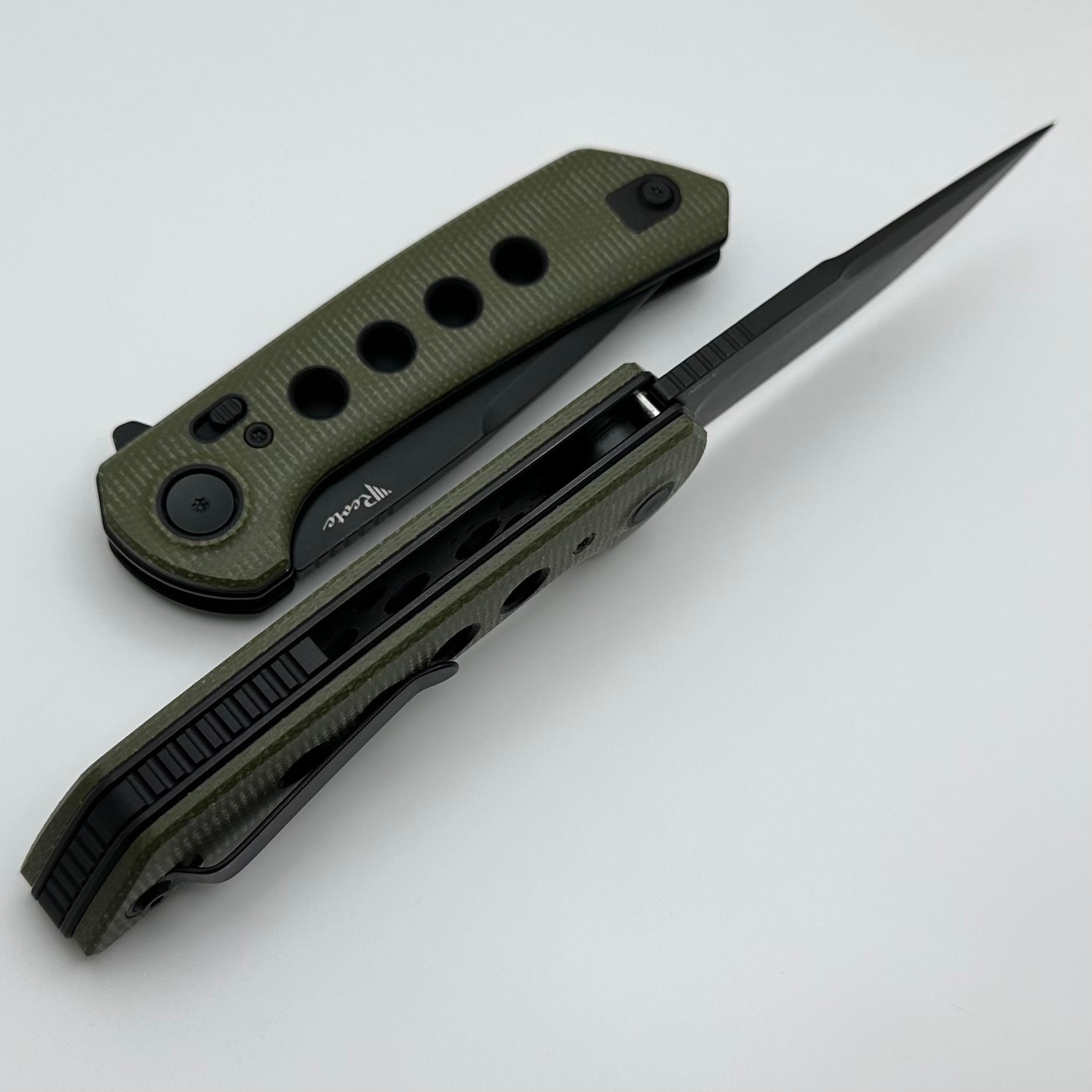 Reate Knives PL-XF Green Micarta w/ Black G-10 Inlays & PVD Nitro-V