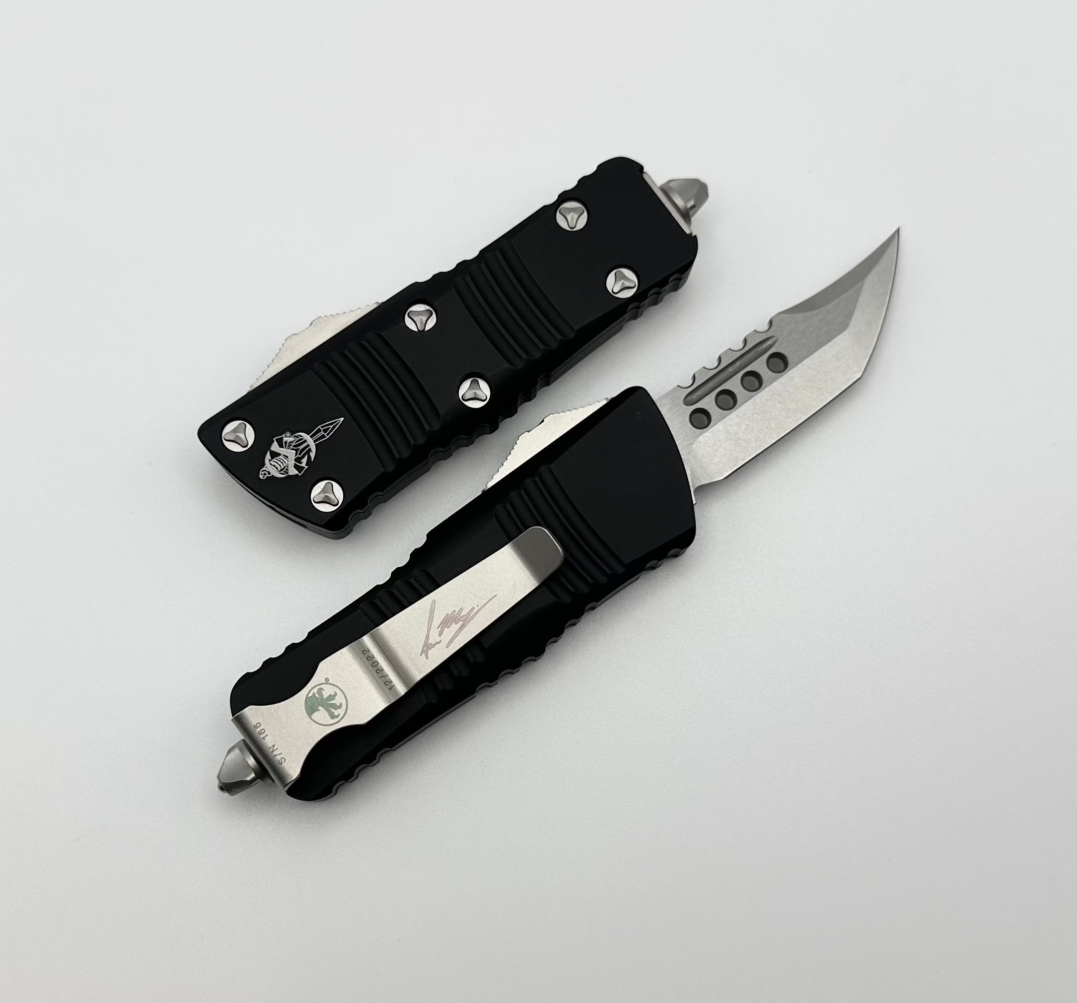 Microtech Mini Troodon Hellhound Stonewash & Black Handle 819-10S