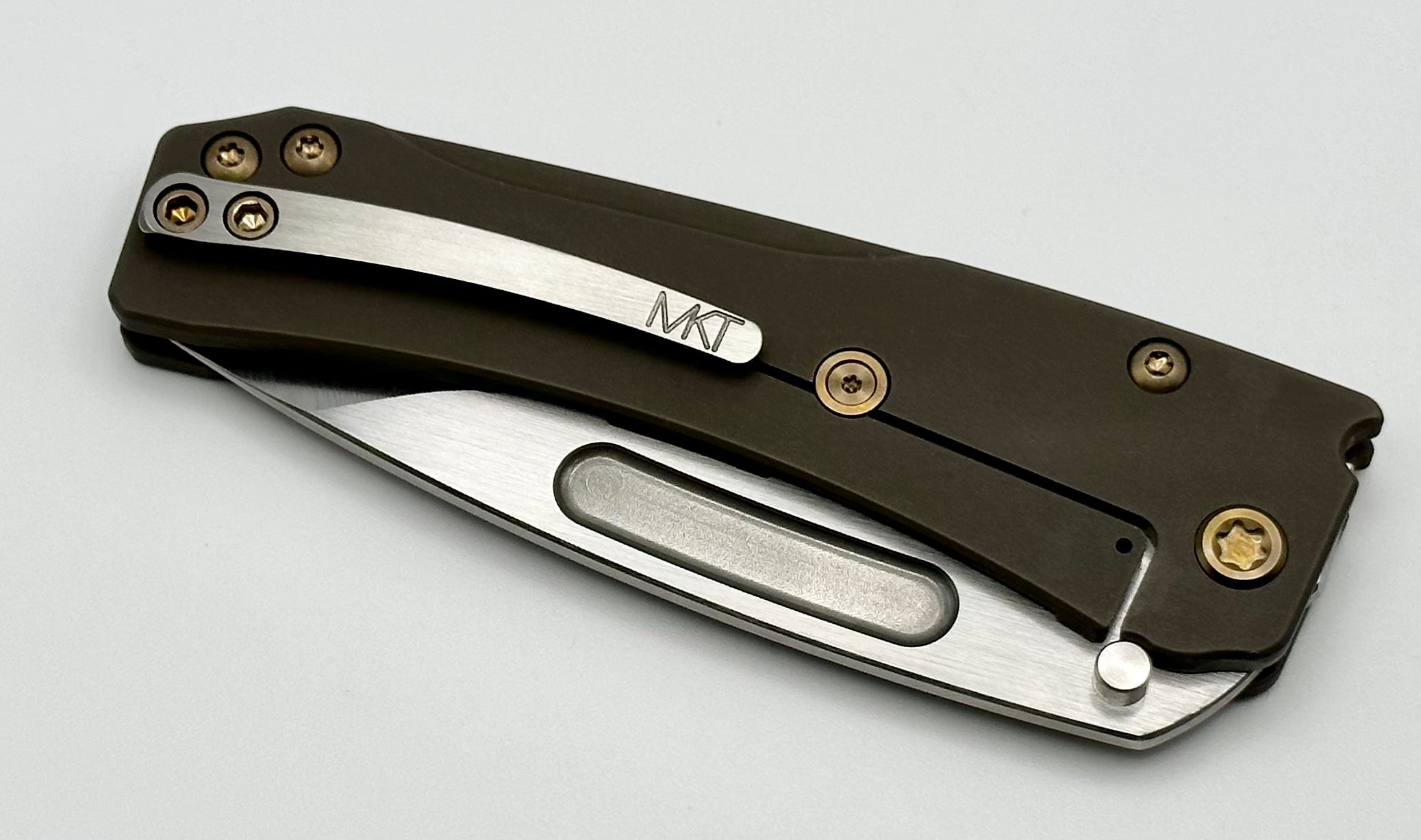 Medford Knife Slim Midi S45 Satin Drop Point w/ Bead Blast Bronze Handles & Bronze Hardware/Brushed Clip