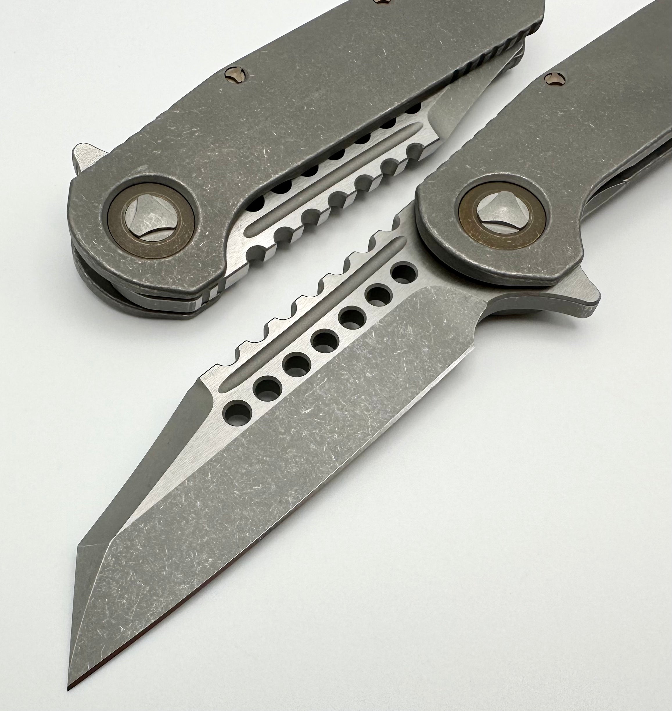 Marfione Custom Knives Warhound Apocalyptic Titanium & Two Tone Apocalyptic CTS-204P w/ Bronze Accents