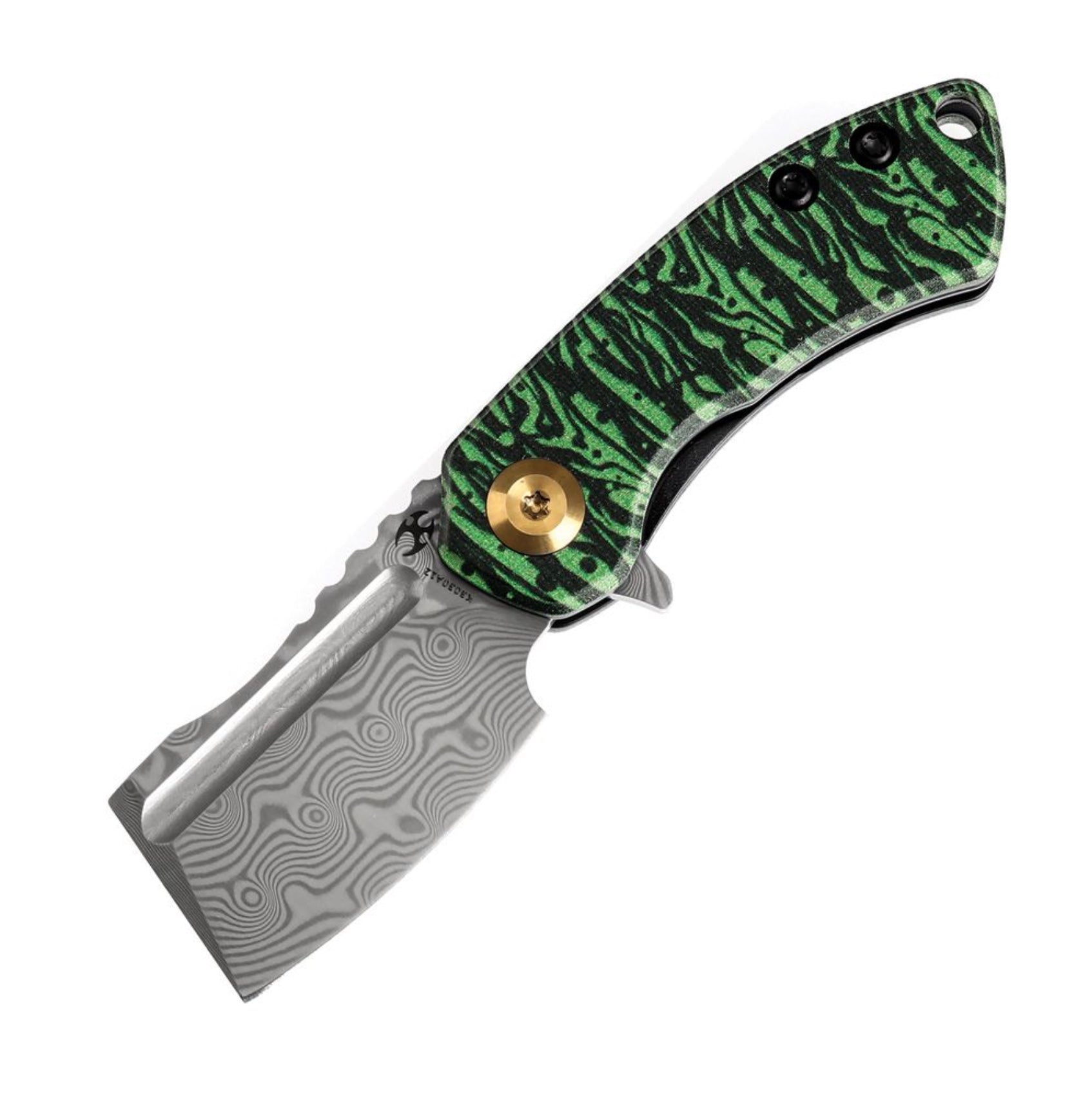 Kansept Knives Mini Korvid Jade Watermelon Peel Print G-10 & 1.45 Damascus K3030A12