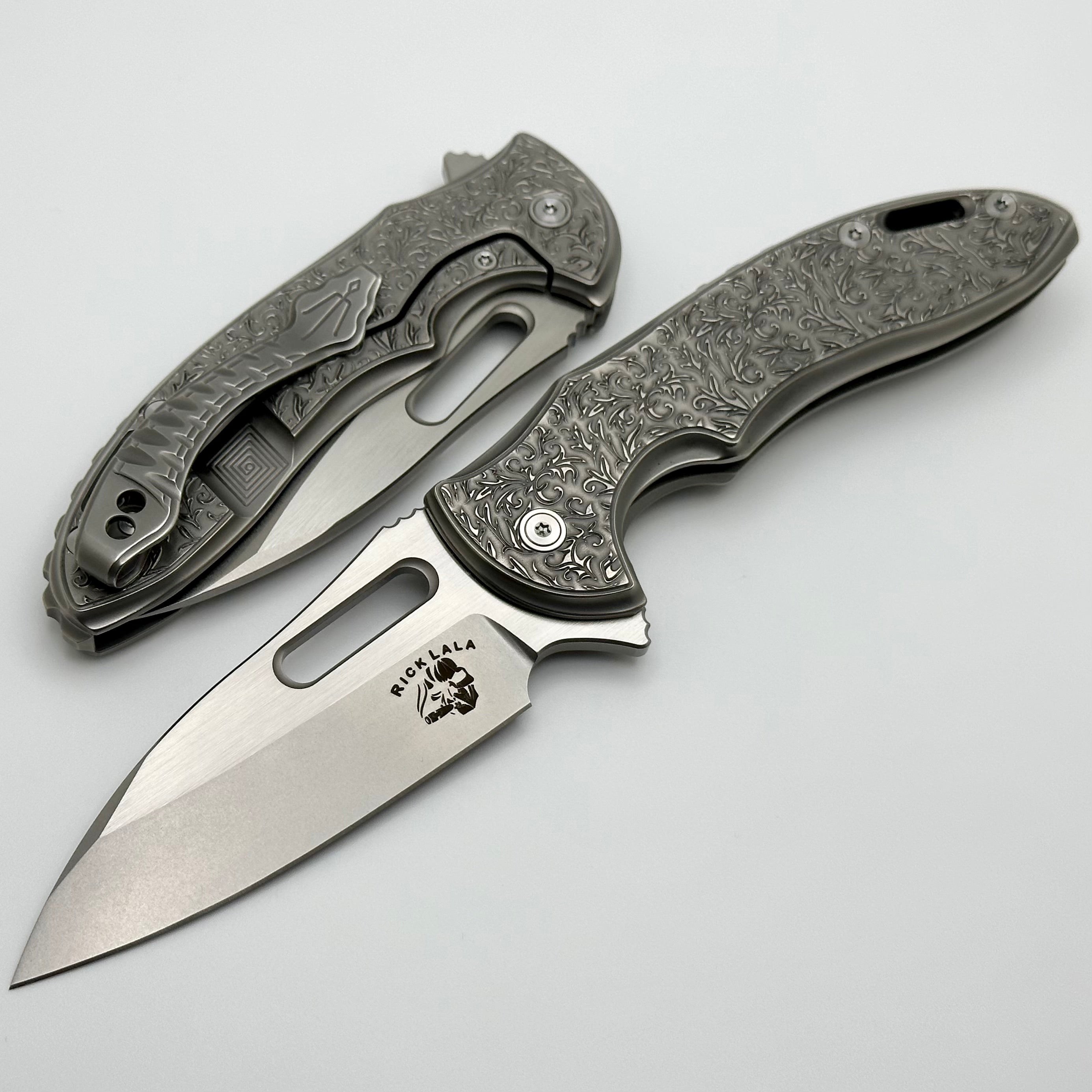 Mechforce Knives Sentry Rick Lala Collab Scroll Pattern Titanium & M390