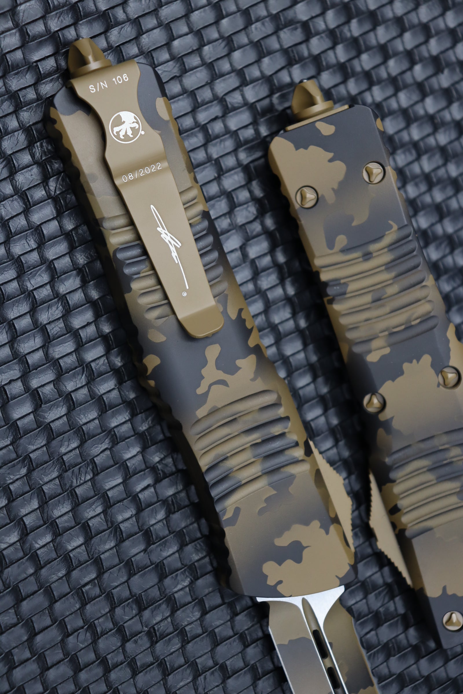 Microtech Combat Troodon Coyote Camo w/ Double Edge Full Serrated Camo  142-3CCS