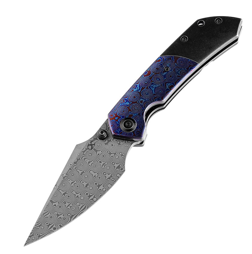 Kansept Knives Fenrir Damascus & Black Stonewash w/ Timascus K1034A8