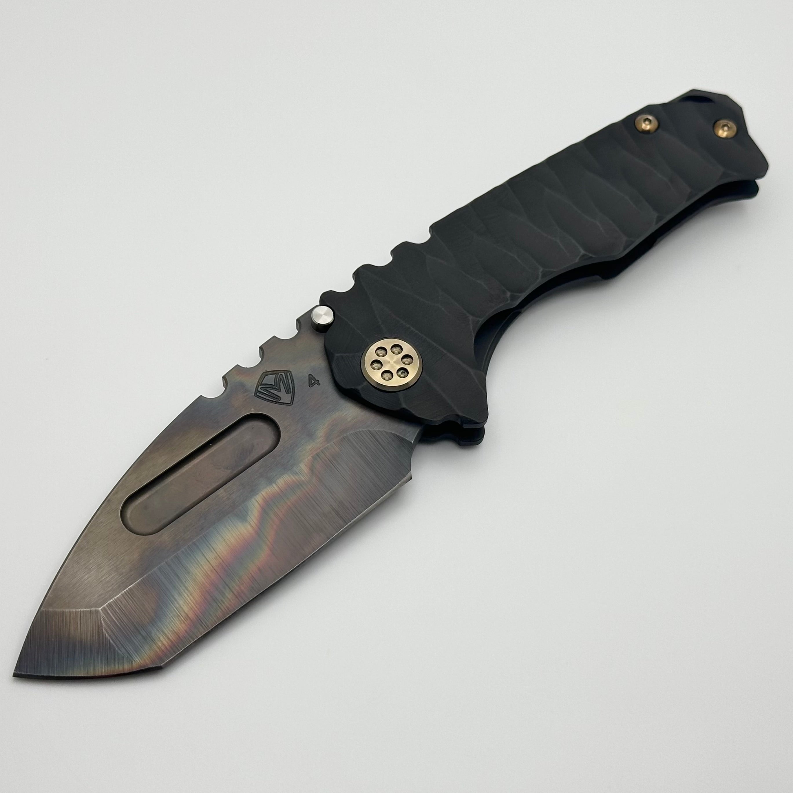 Medford Praetorian Genesis T Black Predator Handles w/ Bronze Hardware & Vulcan Tanto S45VN