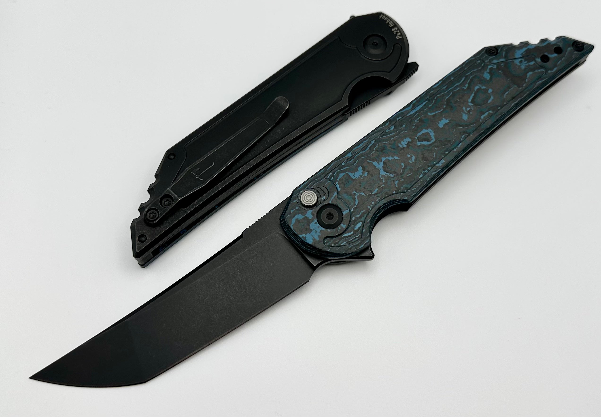 Hoback Knives Kwaiback Button Lock Arctic Storm Carbon Fiber & DLC 20CV