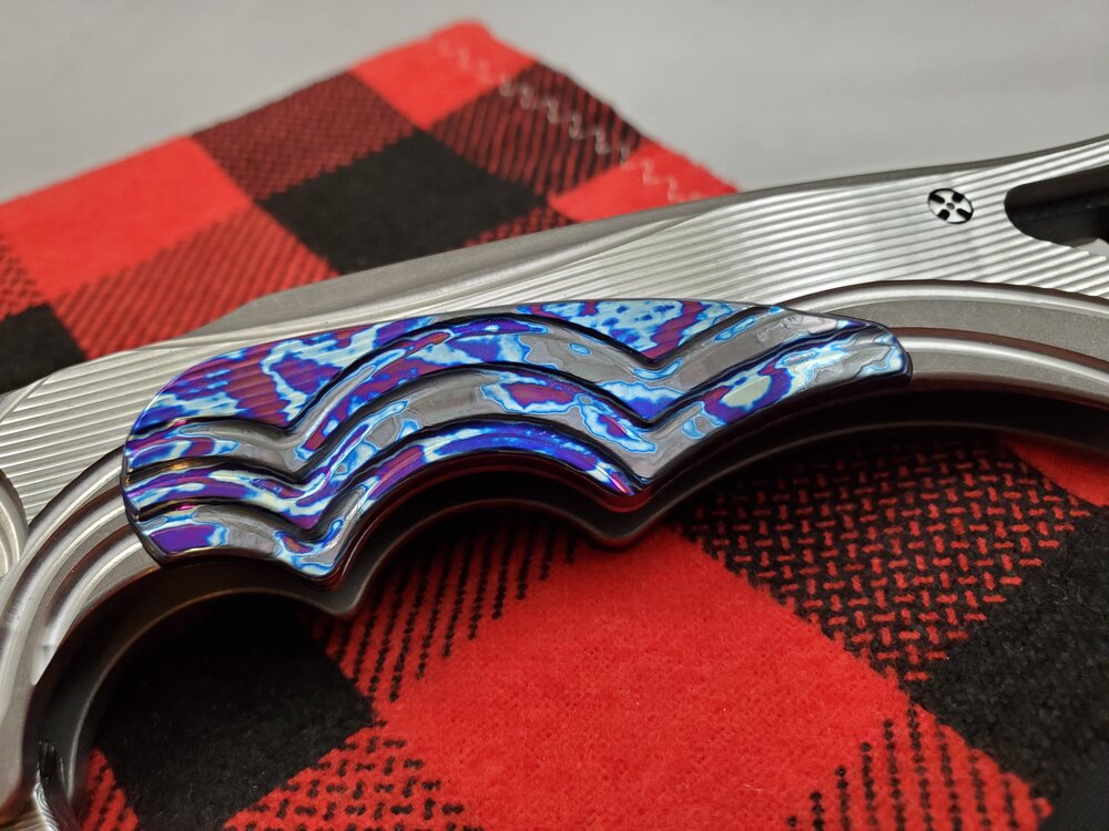 Brian Tighe Fighter Titanium Timascus Inlaid w/ Damasteel Clip