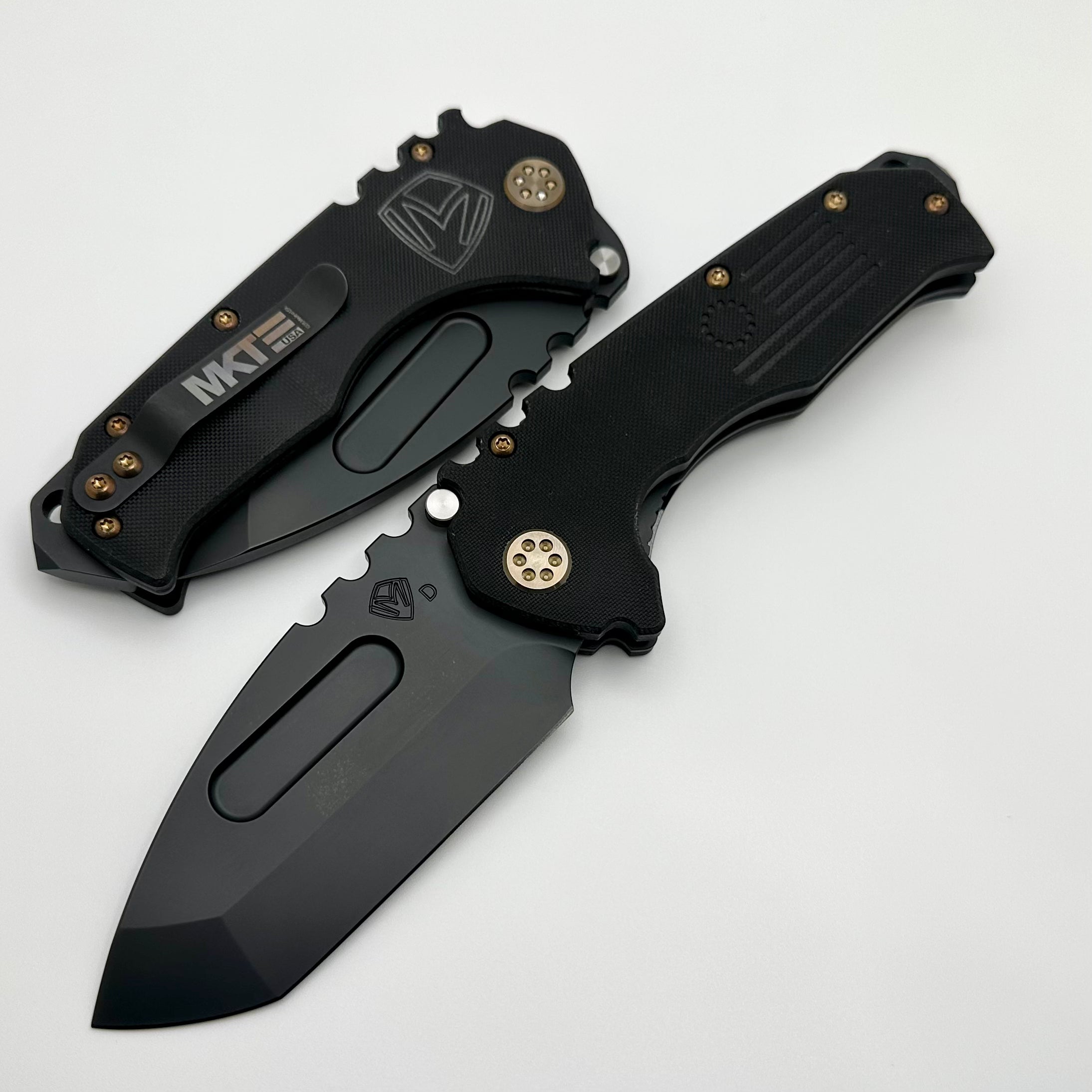 Medford Scout M/P Praetorian Black G10 & DLC D2 Tanto Blade w/ Bronze Hardware