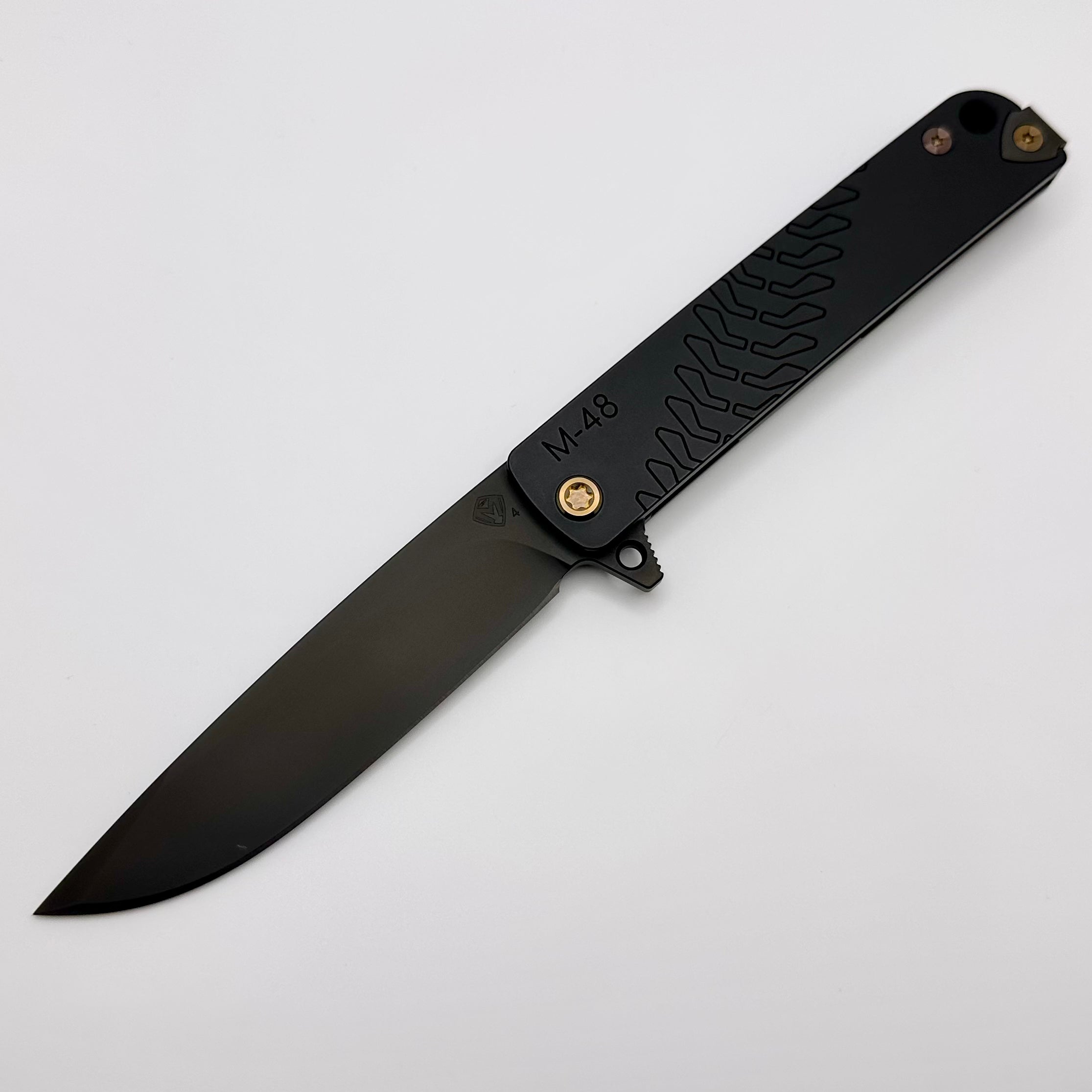 Medford M-48 Black Aluminum Handle w/ PVD Spring & Bronze Hardware w/ PVD Clip & PVD S45VN