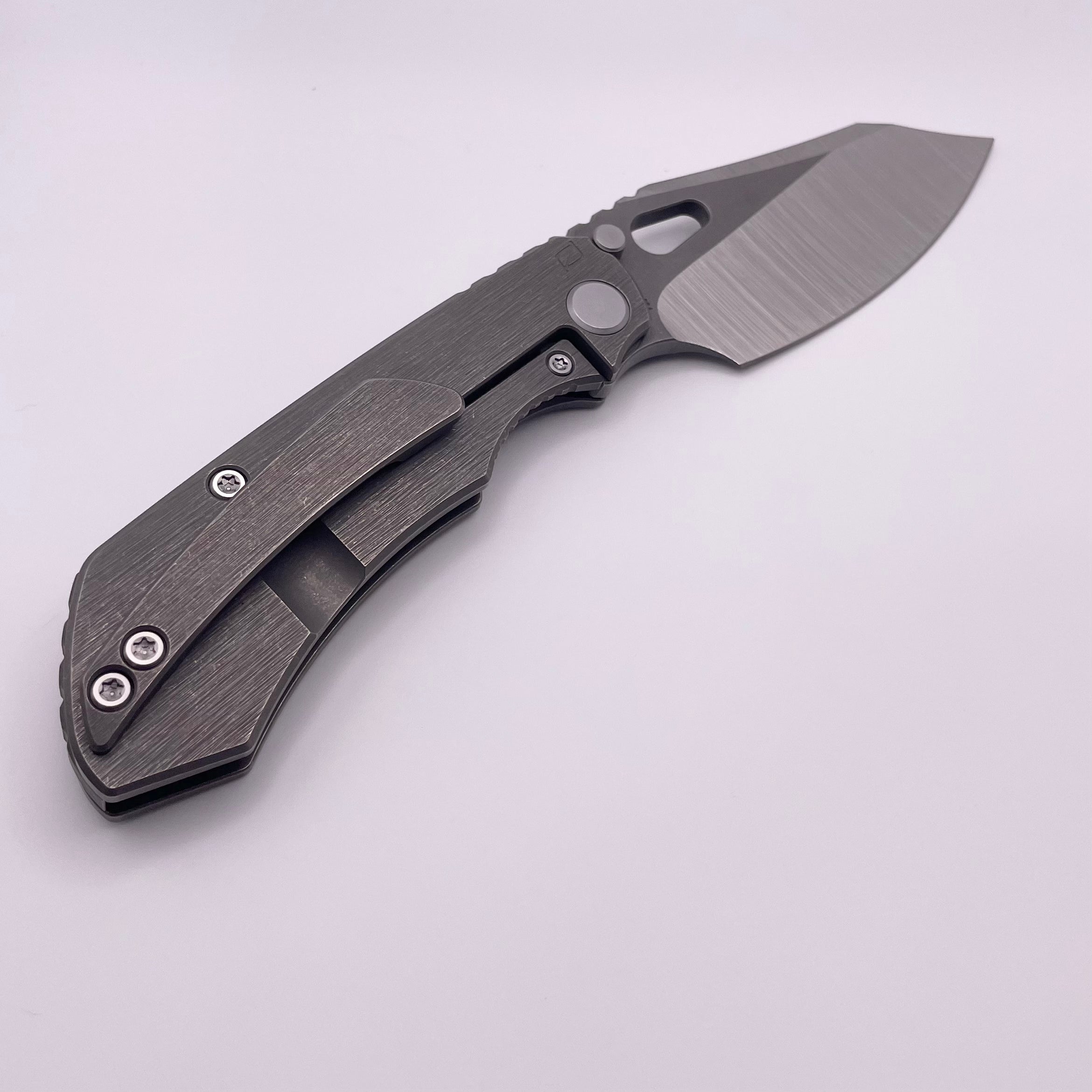 PRE OWNED Custom Knife Factory Rotten Design Evo 4.0 Machine Grind S90V w/ Tumbled Handles