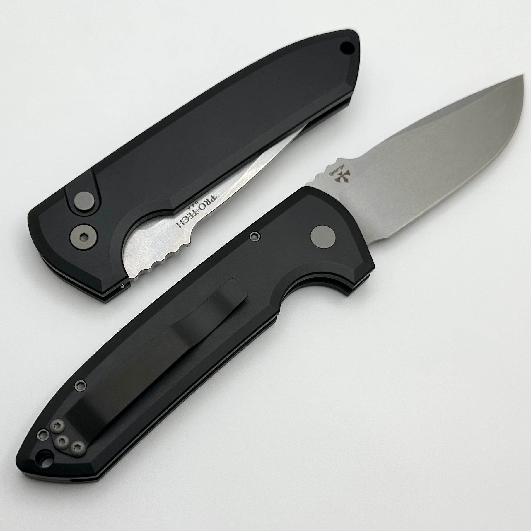 Pro-Tech Les George Rockeye Black Handle & Stonewash CPM-S35VN LG301