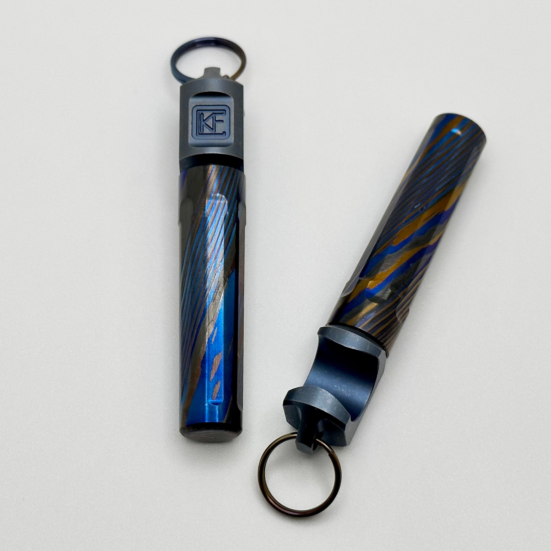 Custom Knife Factory Corkscrew ZircuTi & Blue Titanium Bottle Opener