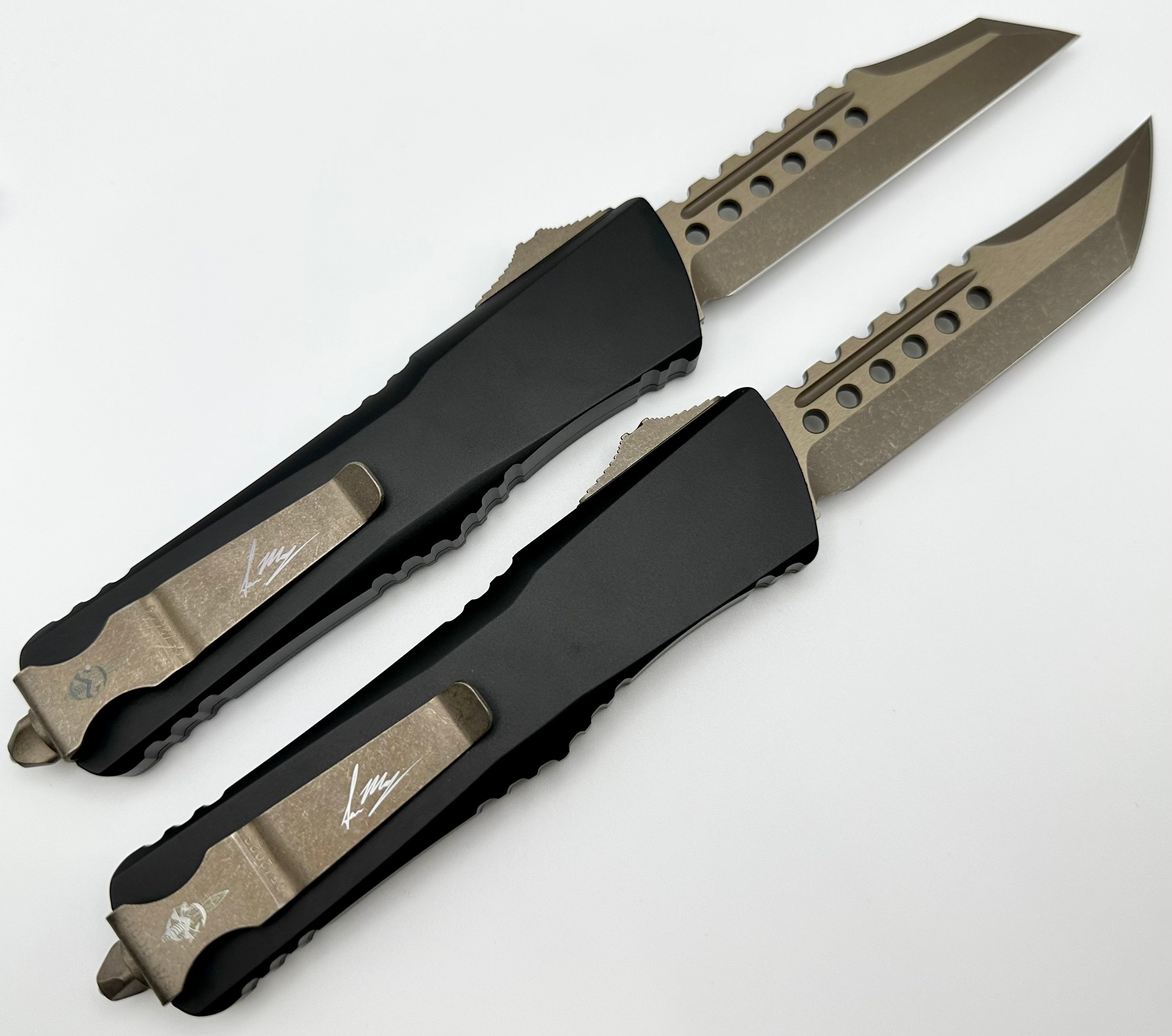 Microtech Combat Troodon Death Card Hellhound & Warhound Set Signature Series Bronze Apocalyptic Standard 219-13SETDCS