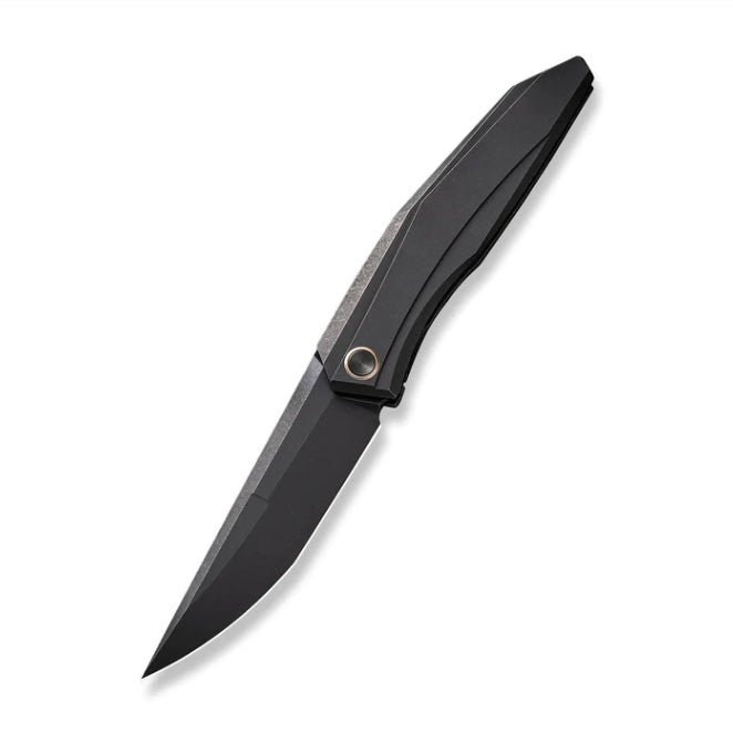 We Knife Cybernetic Top Flipper Black Titanium Handle & Black Stonewashed CPM-20CV WE22033-1