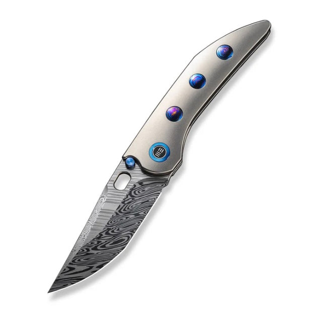 We Knife Attor Polished Bead Blasted Titanium Integral Handle w/ Timascus Inlays & Damasteel WE23037-DS1