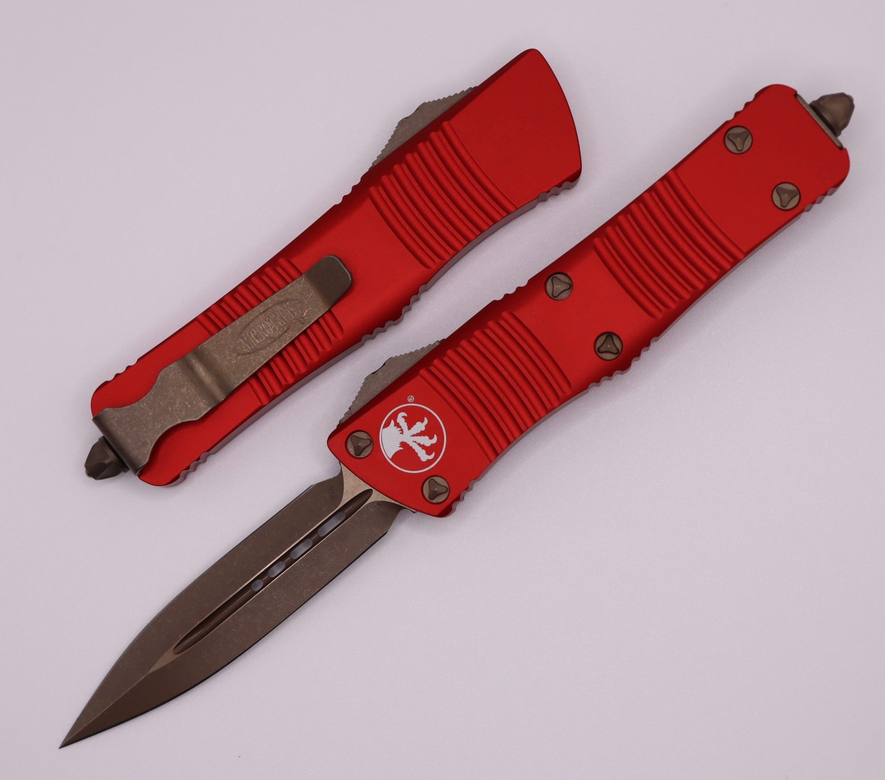 Microtech Troodon Double Edge Bronze Apocalyptic Standard & Red 138-13APRD