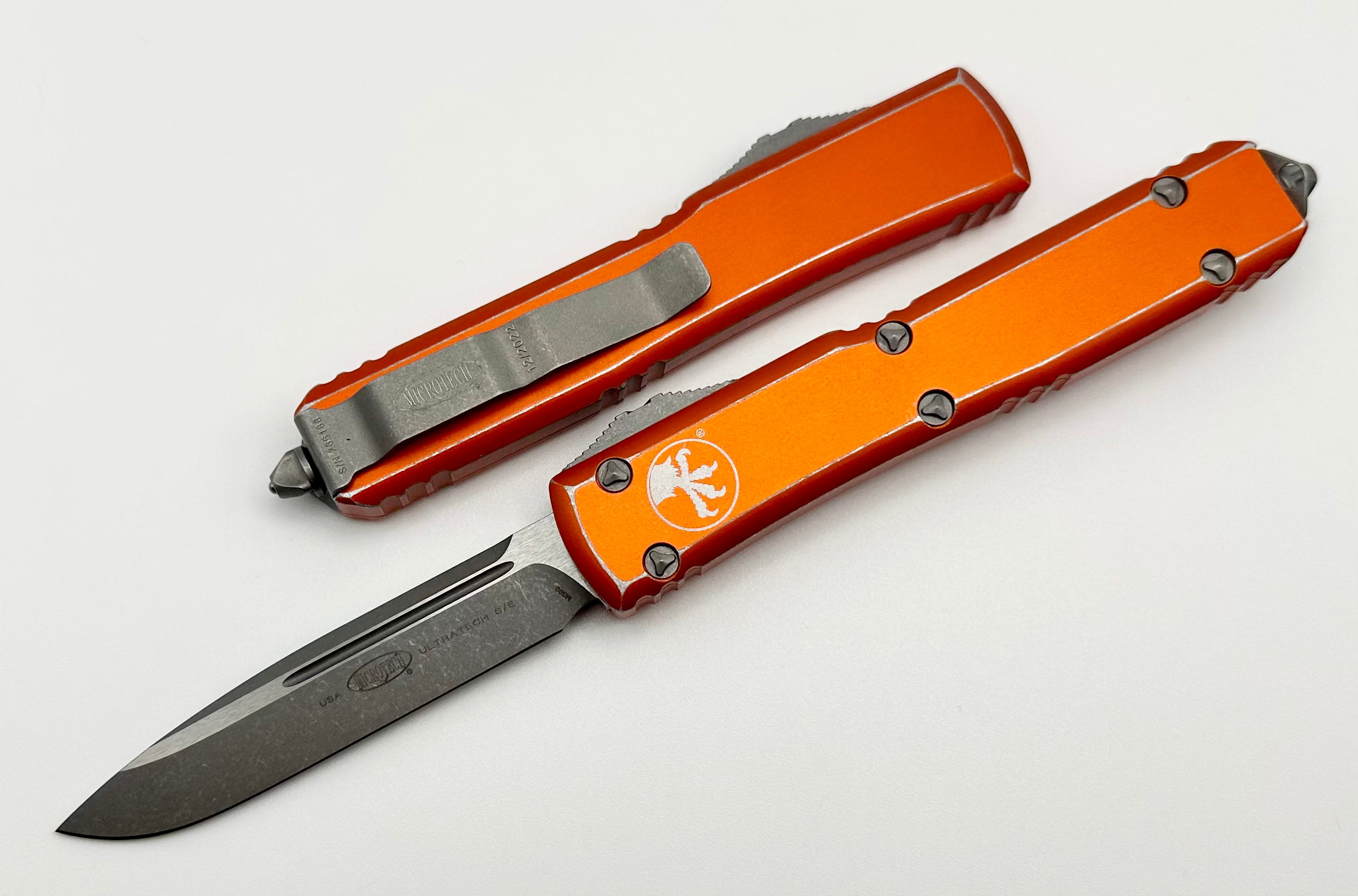 Microtech Ultratech Distressed Orange w/ Single Edge 121-10DOR