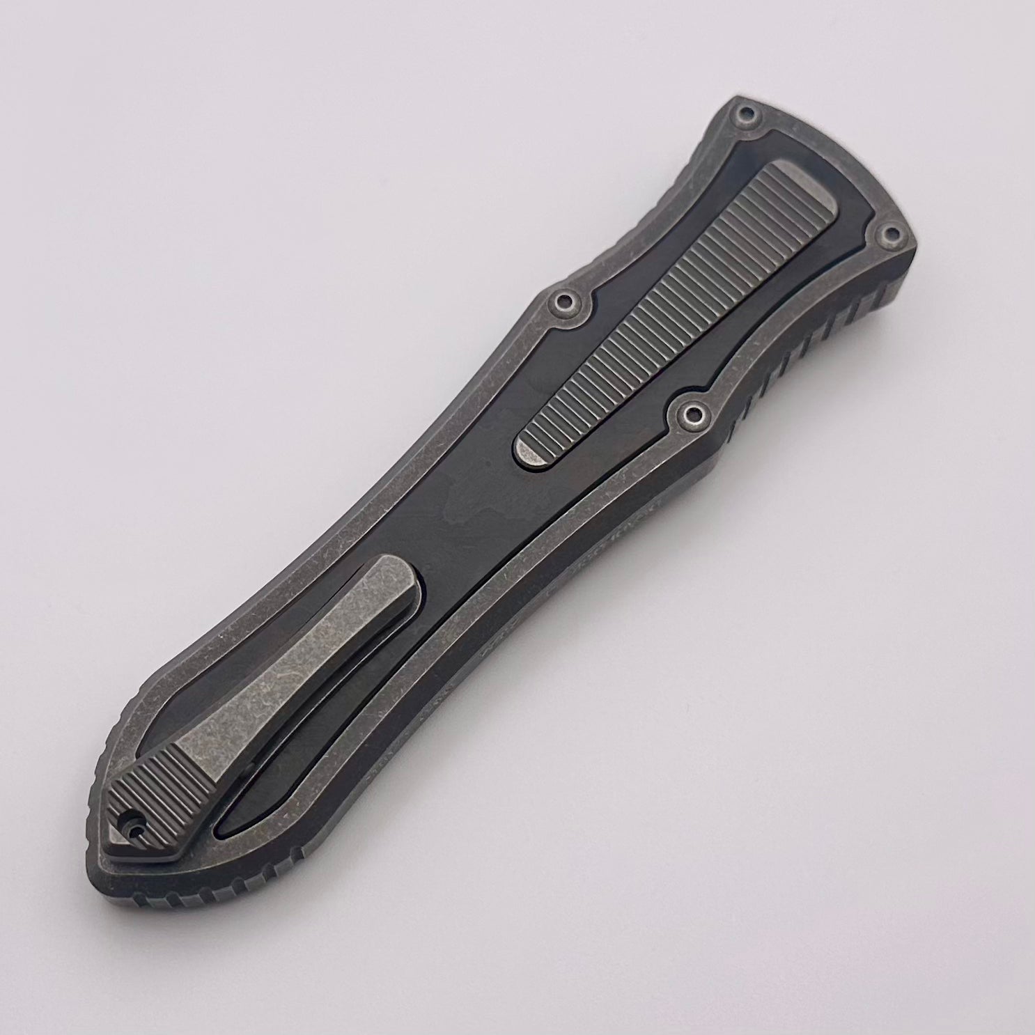 Hawk Designs Model C Deadlock Titanium w/ Carbon Fiber & Stonewash MagnaCut Blade