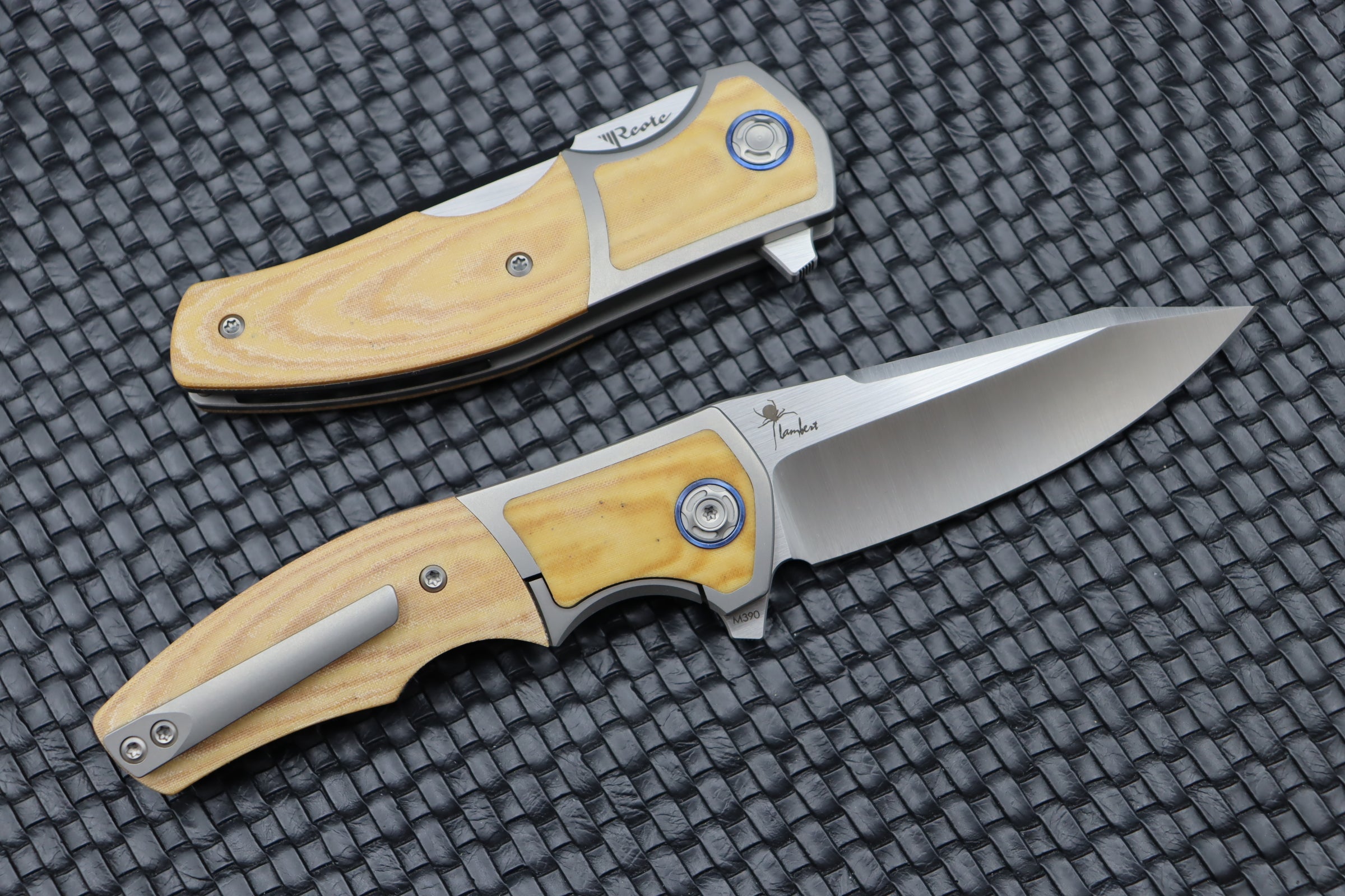 Reate Knives Mini Crossroads w/ White Micarta Inlays & M390