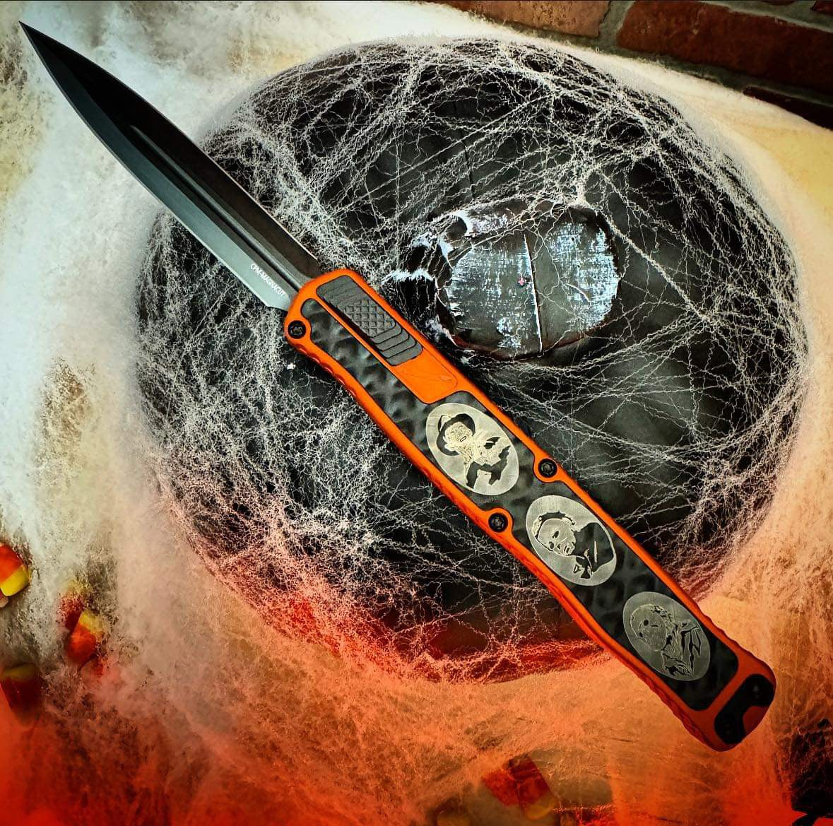 Heretic Knives Cleric II 2 Halloween 23' Orange & DLC Double Edge Magnacut