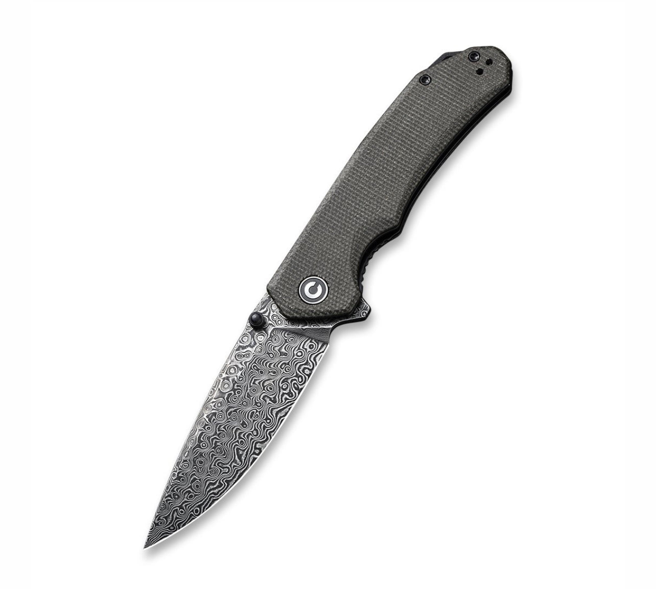 Civivi Brazen Flipper Dark Green Micarta Damascus C2102DS-3