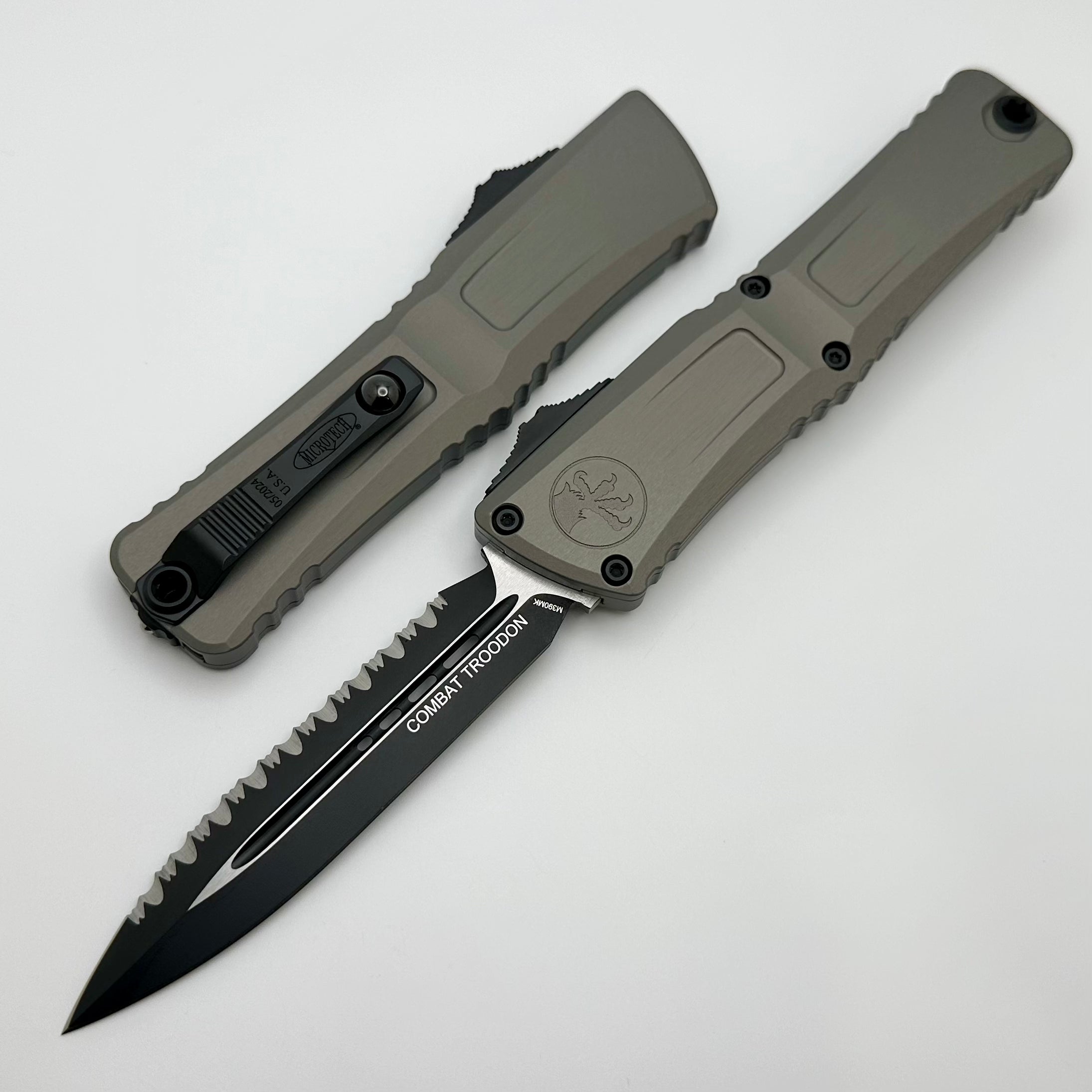 Microtech Knives Combat Troodon Gen III Black Double Edge Full Serrated Natural Clear 1142-3NC