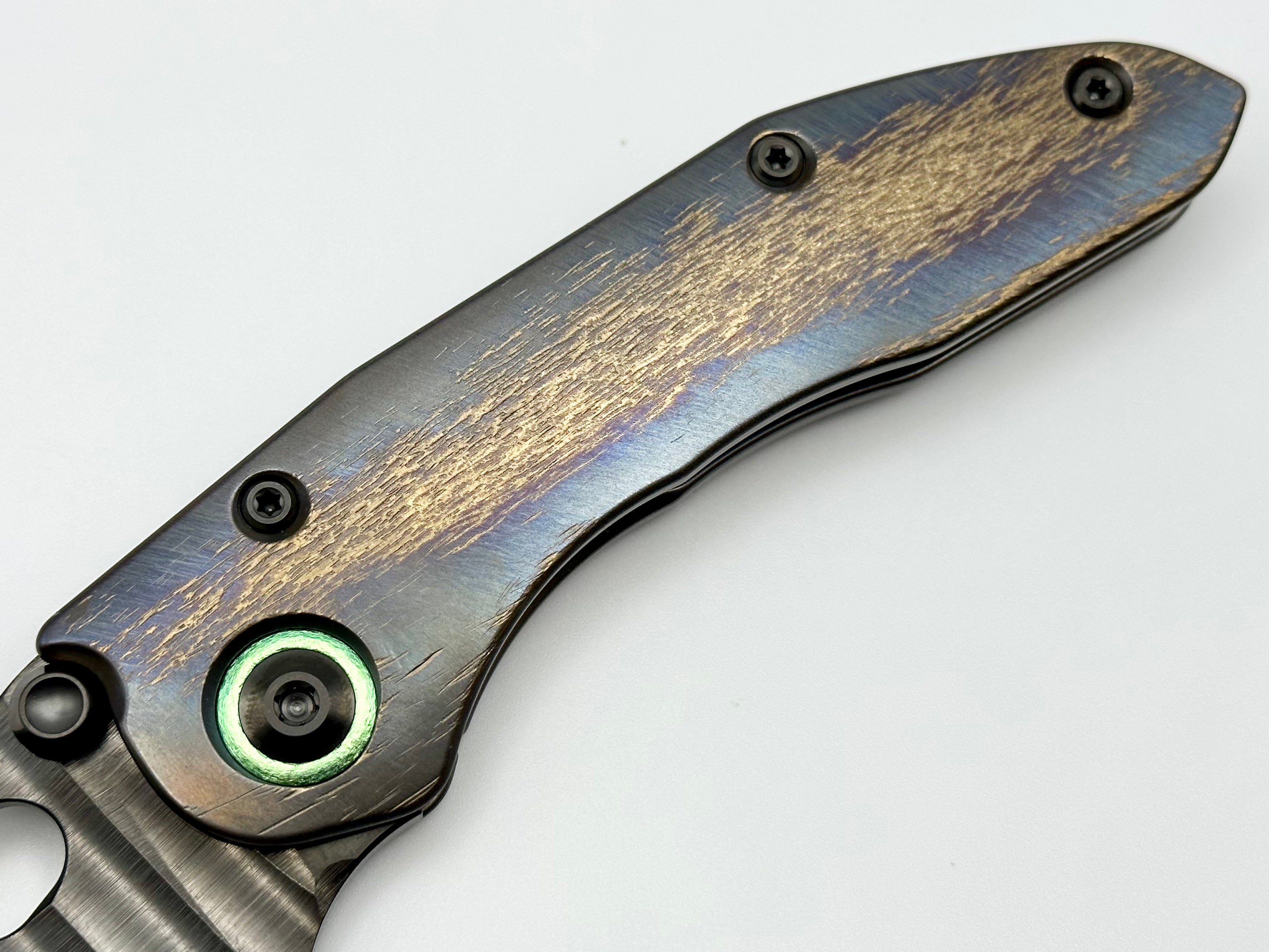 Marfione Custom Knives & Borka Blades Stitch w/ DLC Cracked Diamond Wash Rocked Double Star Grind M390 & Cosmic Titanium