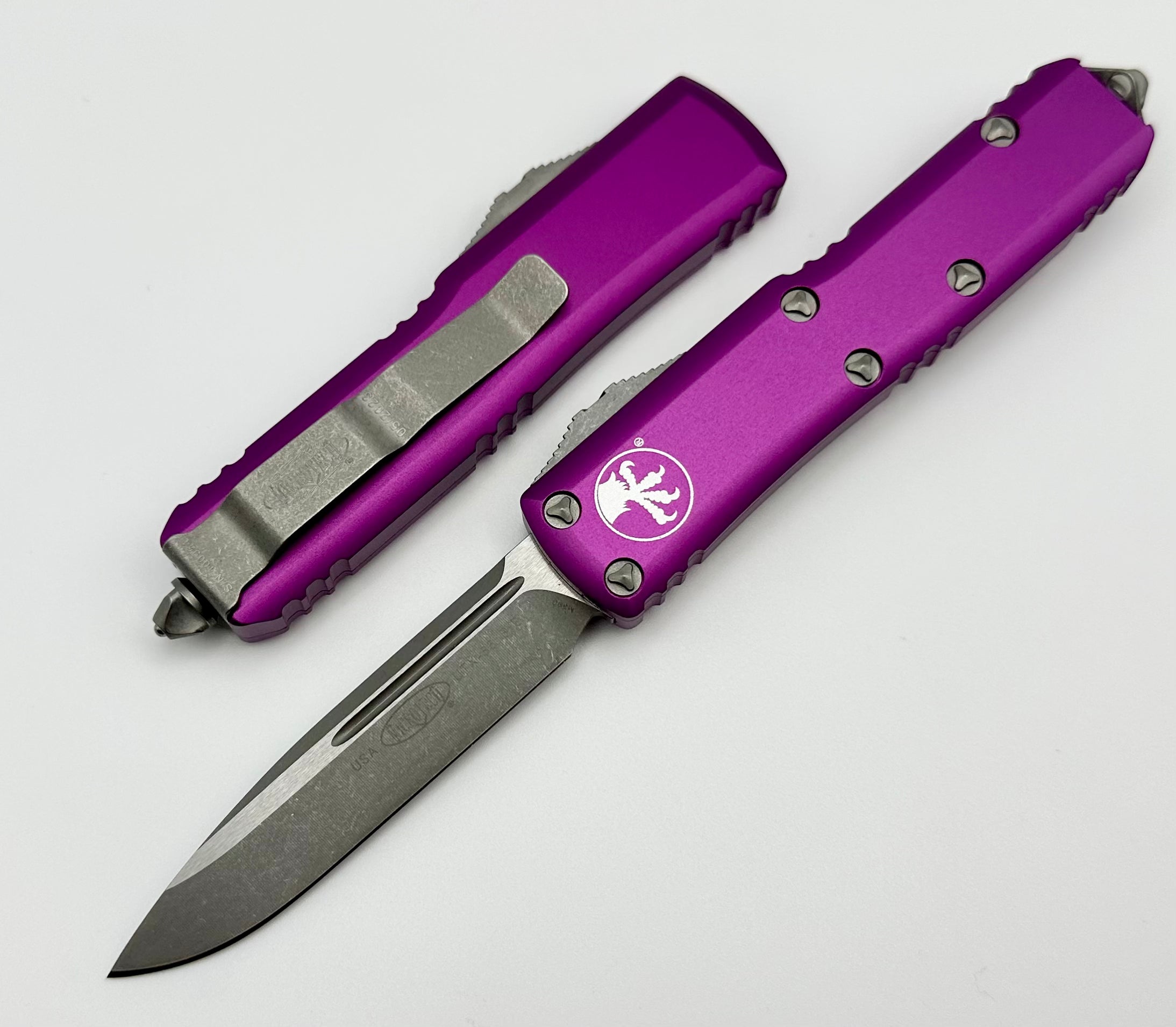 Microtech UTX-85 Single Edge Apocalyptic Standard & Violet 231-10APVI