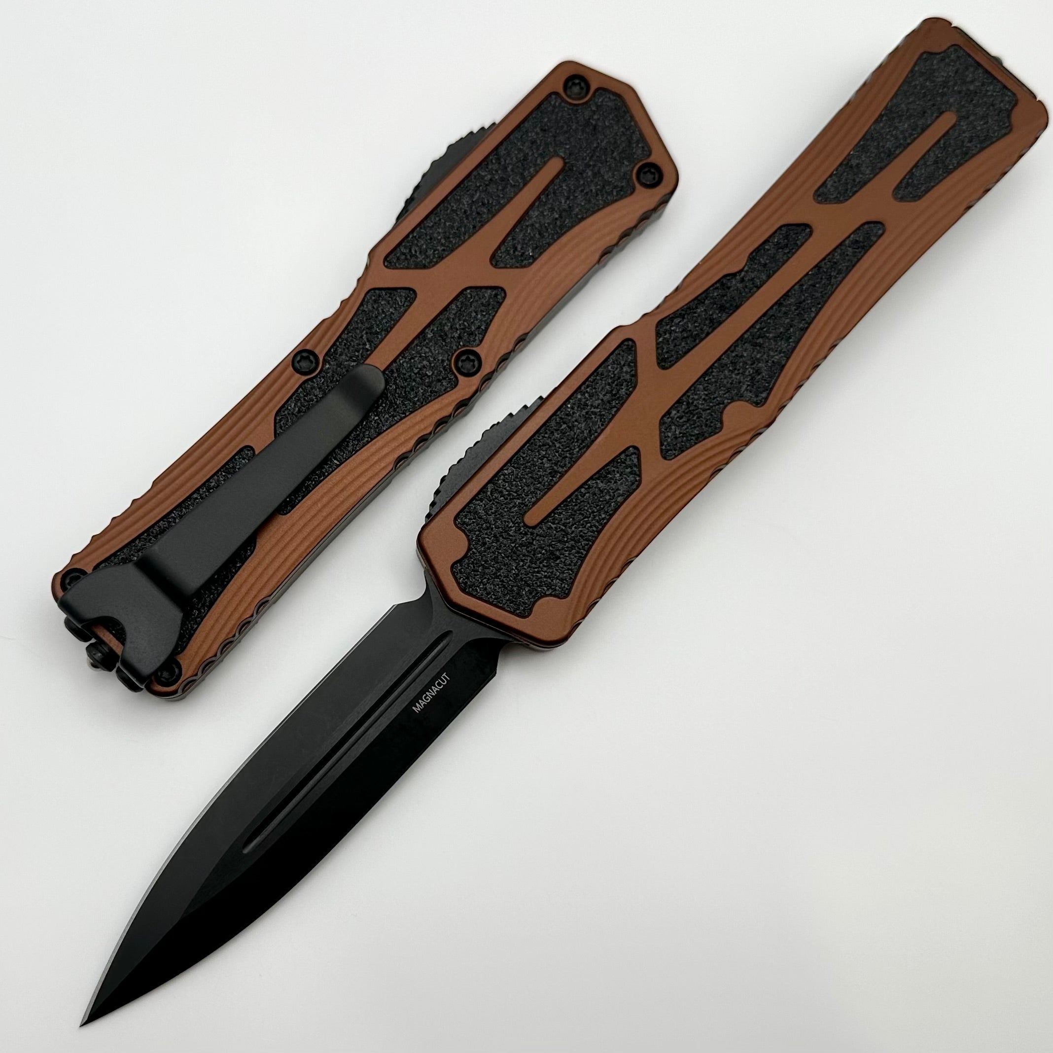 Heretic Knives Colossus DLC Double Edge Magnacut & Root Beer Handle H041-6A-RB