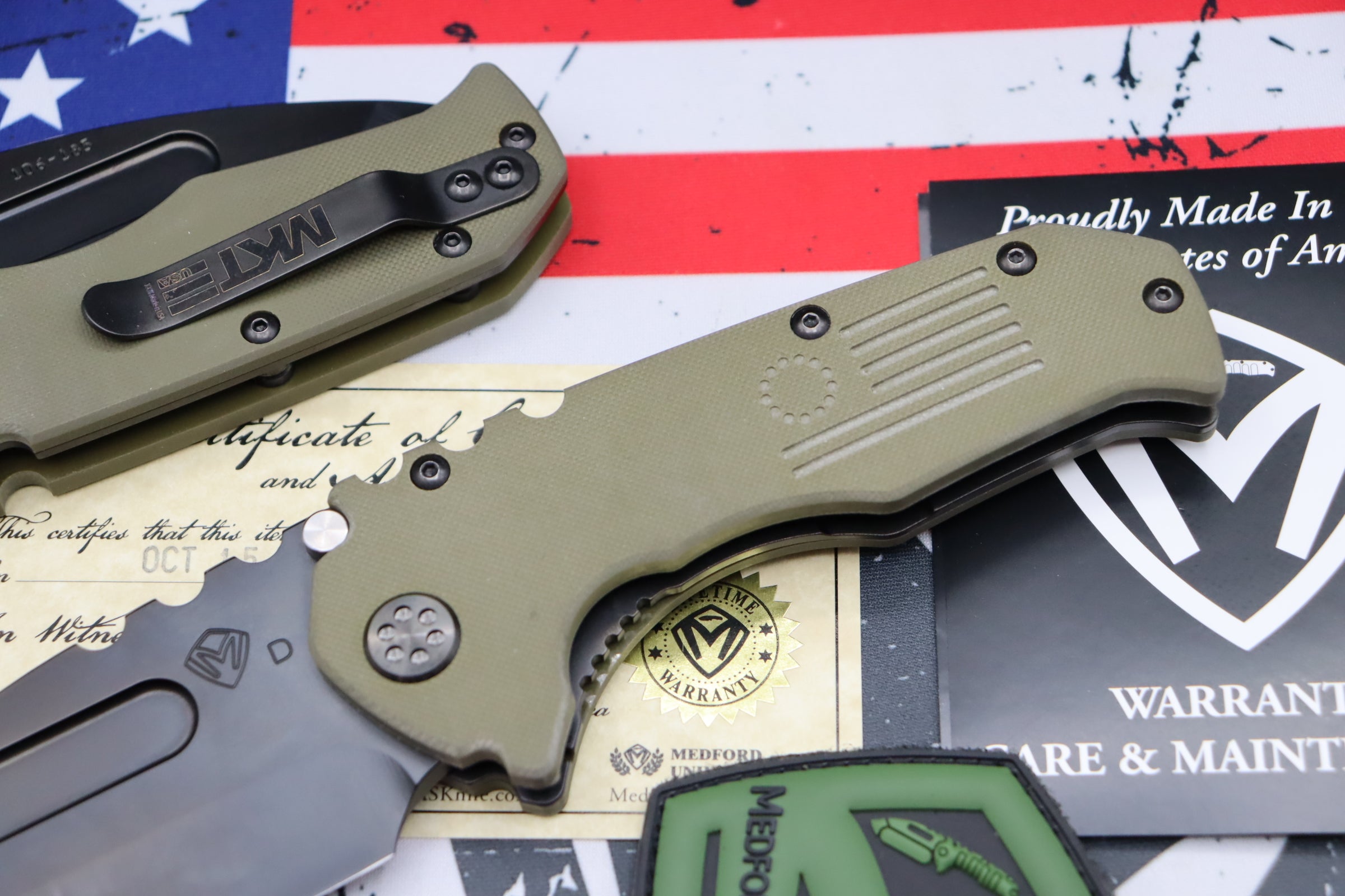 Medford Scout Praetorian OD Green G10 & PVD D2 Tanto