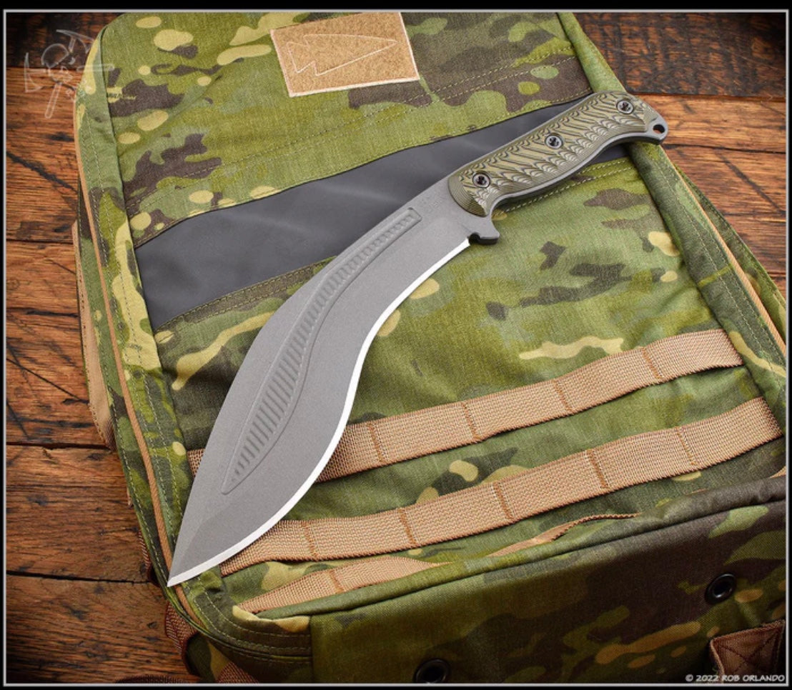 RMJ Kukri Fixed Blade w/ Dirty Olive Handles & 80CRV2