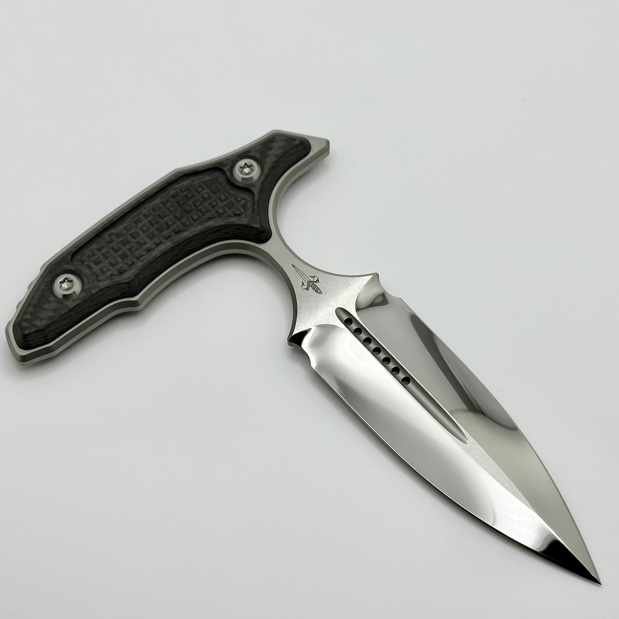 Marfione Custom Knives Hypnotic Mirror Polish M390 & Carbon Fiber w/ Two Tone Hardware