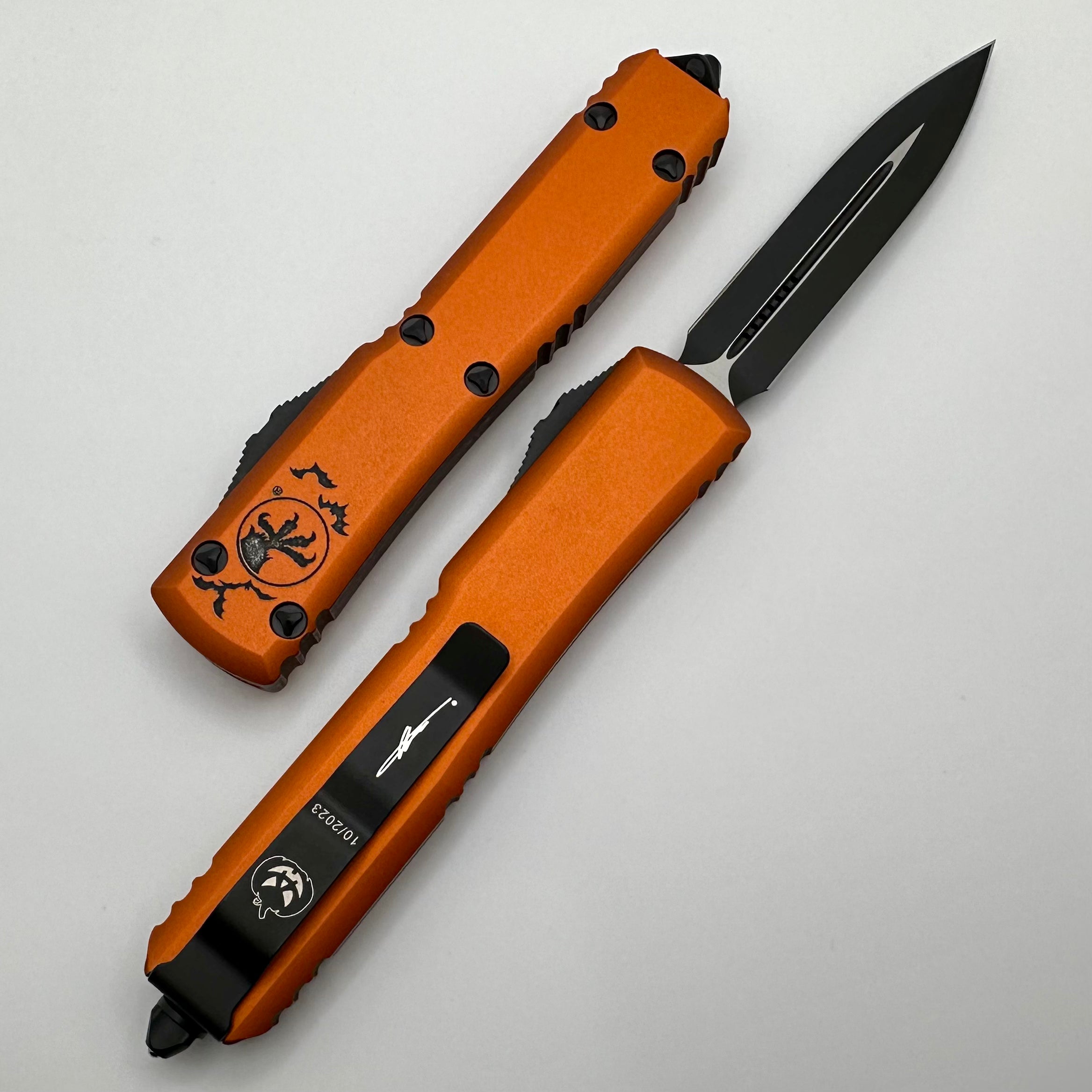 Microtech Ultratech Halloween Orange w/ Double Edge Signature Series 122-1HWS