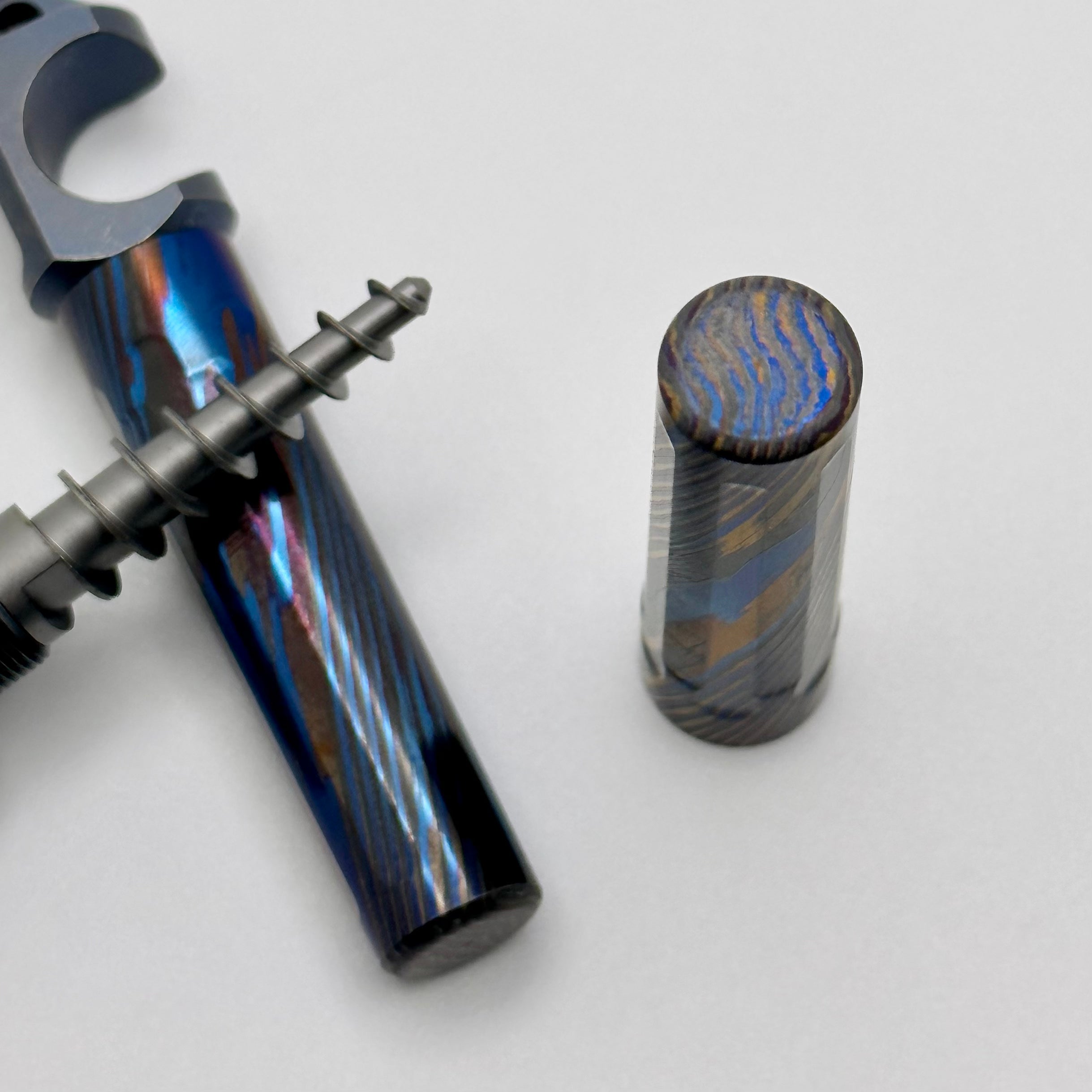 Custom Knife Factory Corkscrew ZircuTi & Blue Titanium Bottle Opener