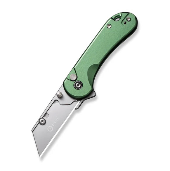 Civivi Elementum Utility Button Lock Knife w/ Green Aluminum Handles C23039B-3