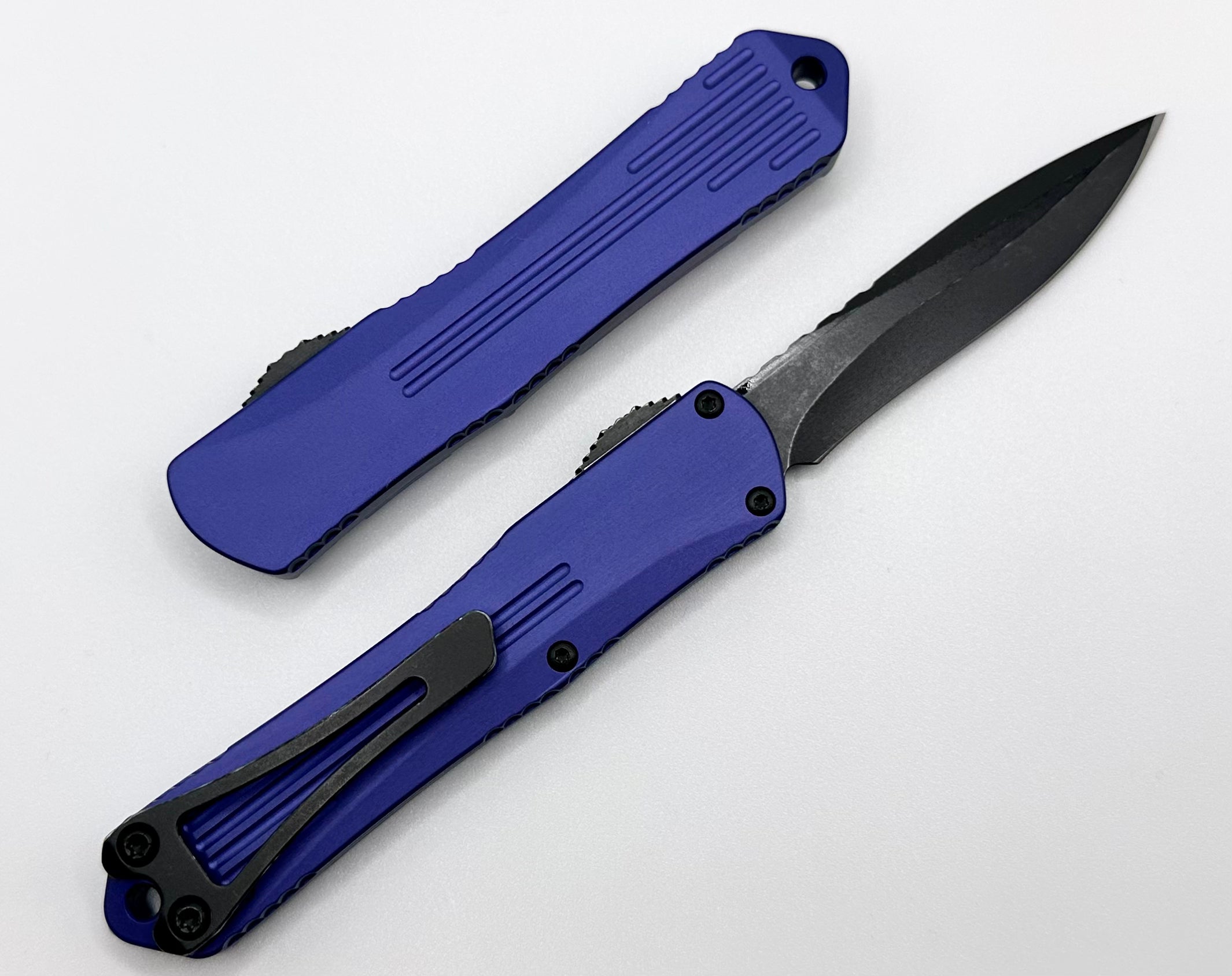 Heretic Knives Manticore S Battleworn Black Cerakote MagnaCut Recurve & Purple H025-8A-PU