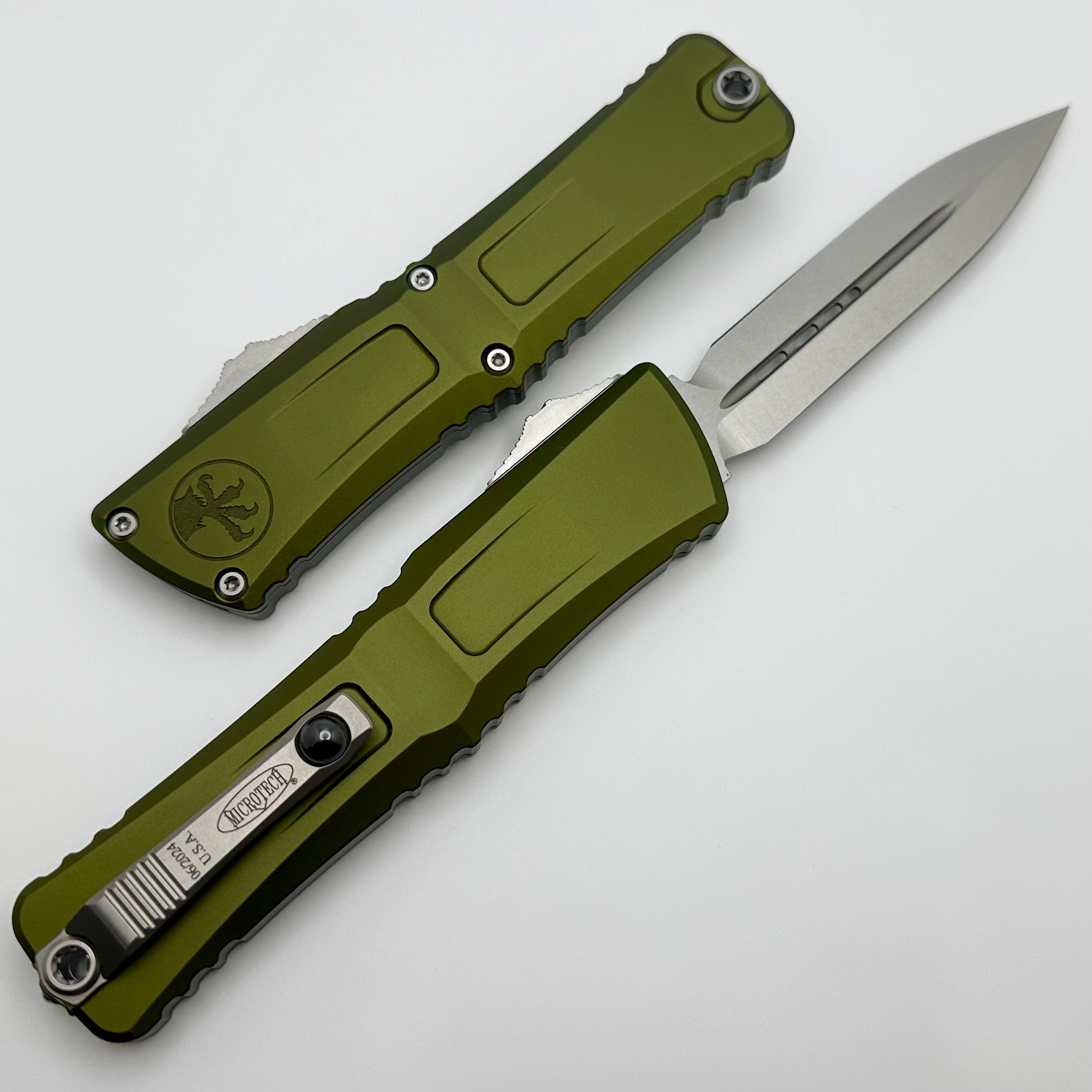 Microtech Knives Combat Troodon Gen III Stonewash Double Edge w/ OD Green Handle 1142-10OD