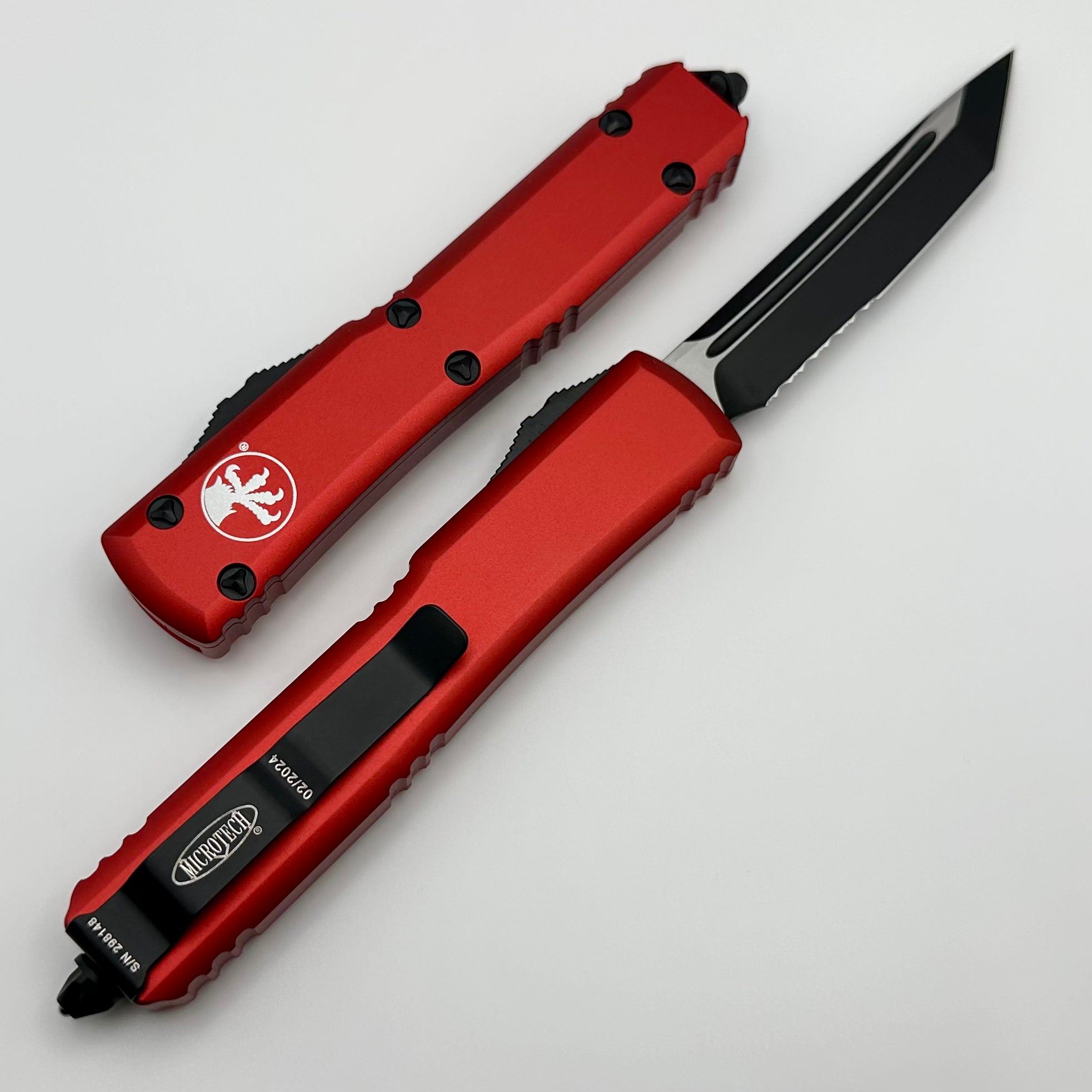 Microtech Ultratech Tanto Red w/ Black Partial Serrated 123-2RD