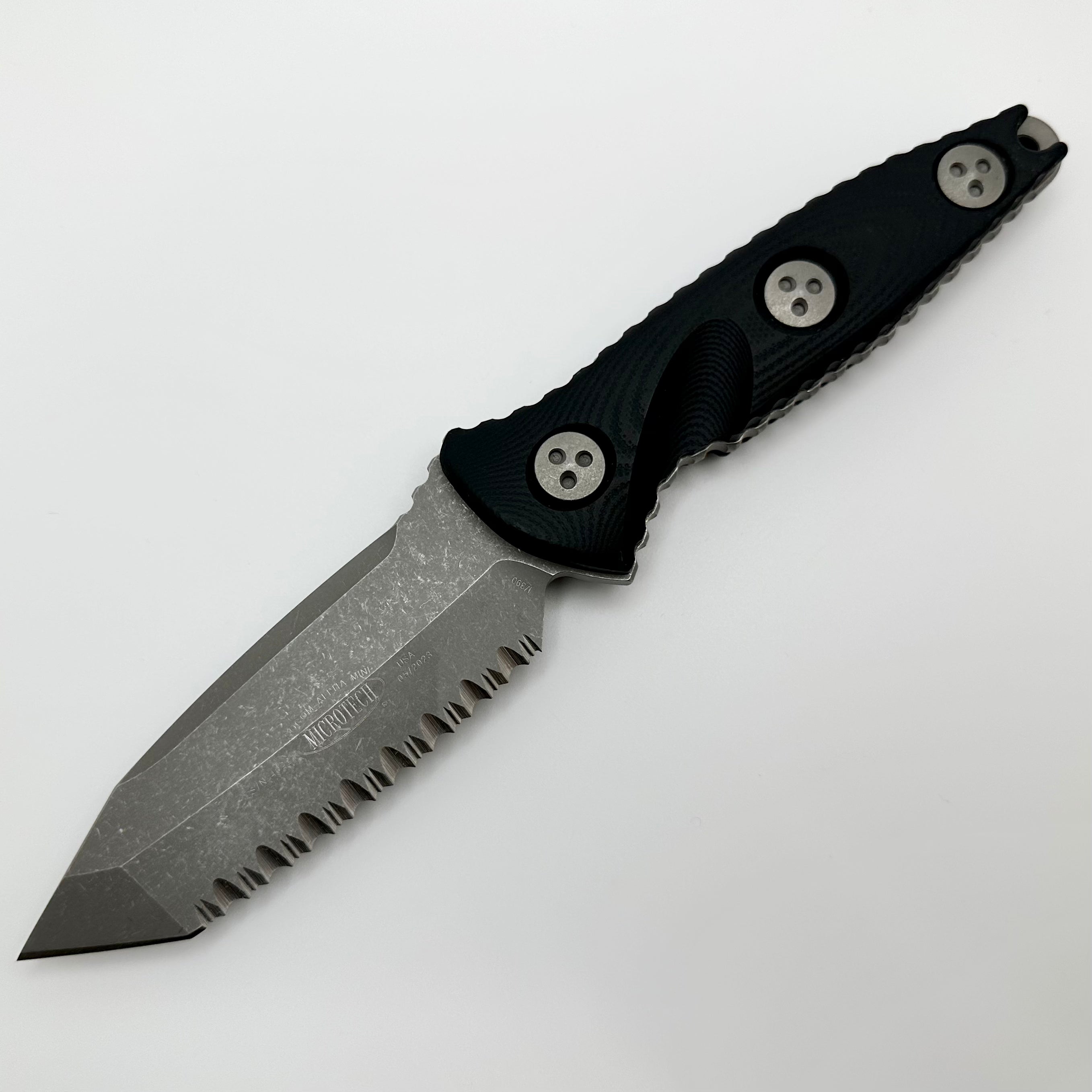 Microtech Socom Alpha Mini Tanto Apocalyptic Full Serrated Fixed Blade 114M-12AP