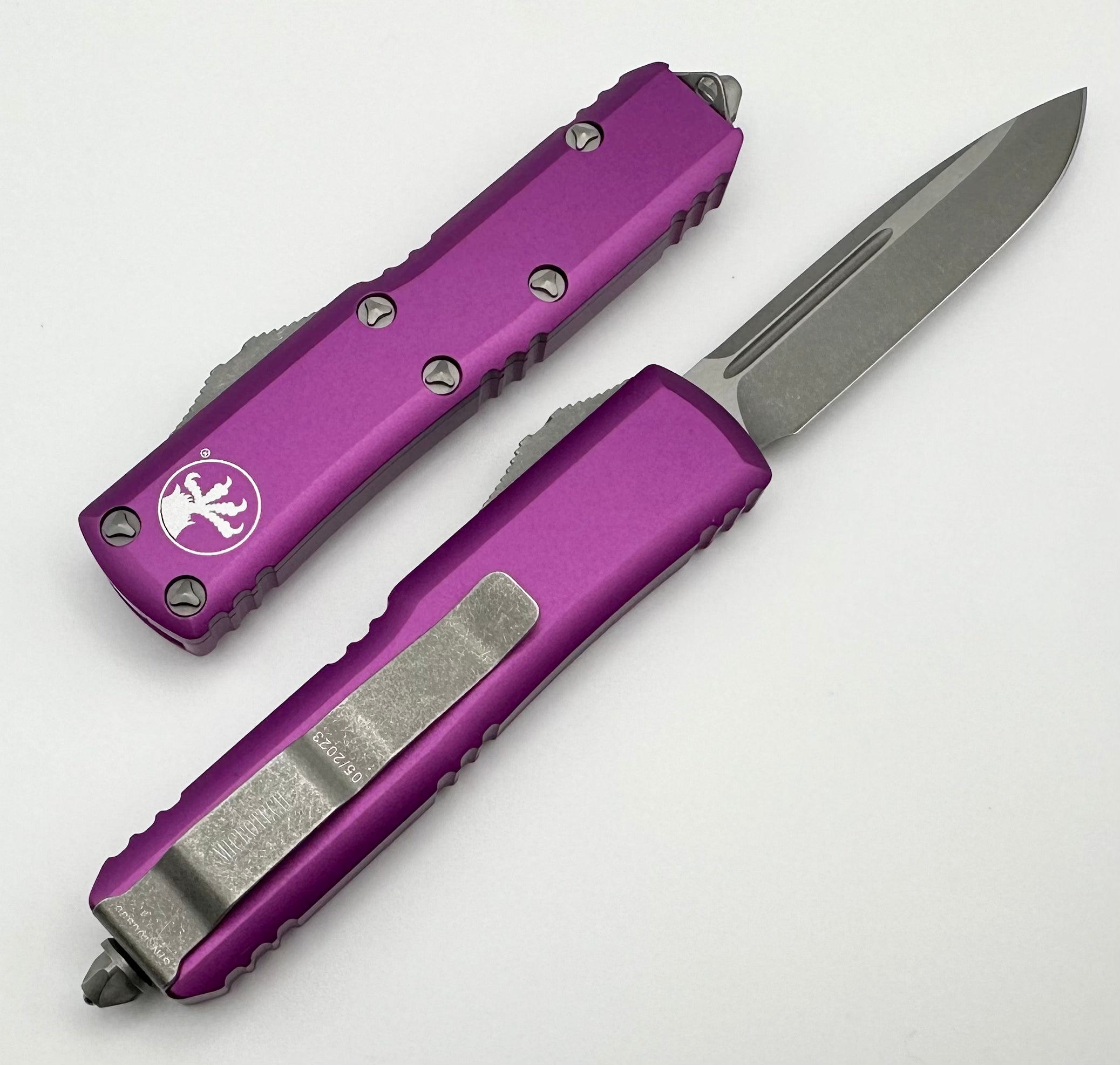 Microtech UTX-85 Single Edge Apocalyptic Standard & Violet 231-10APVI