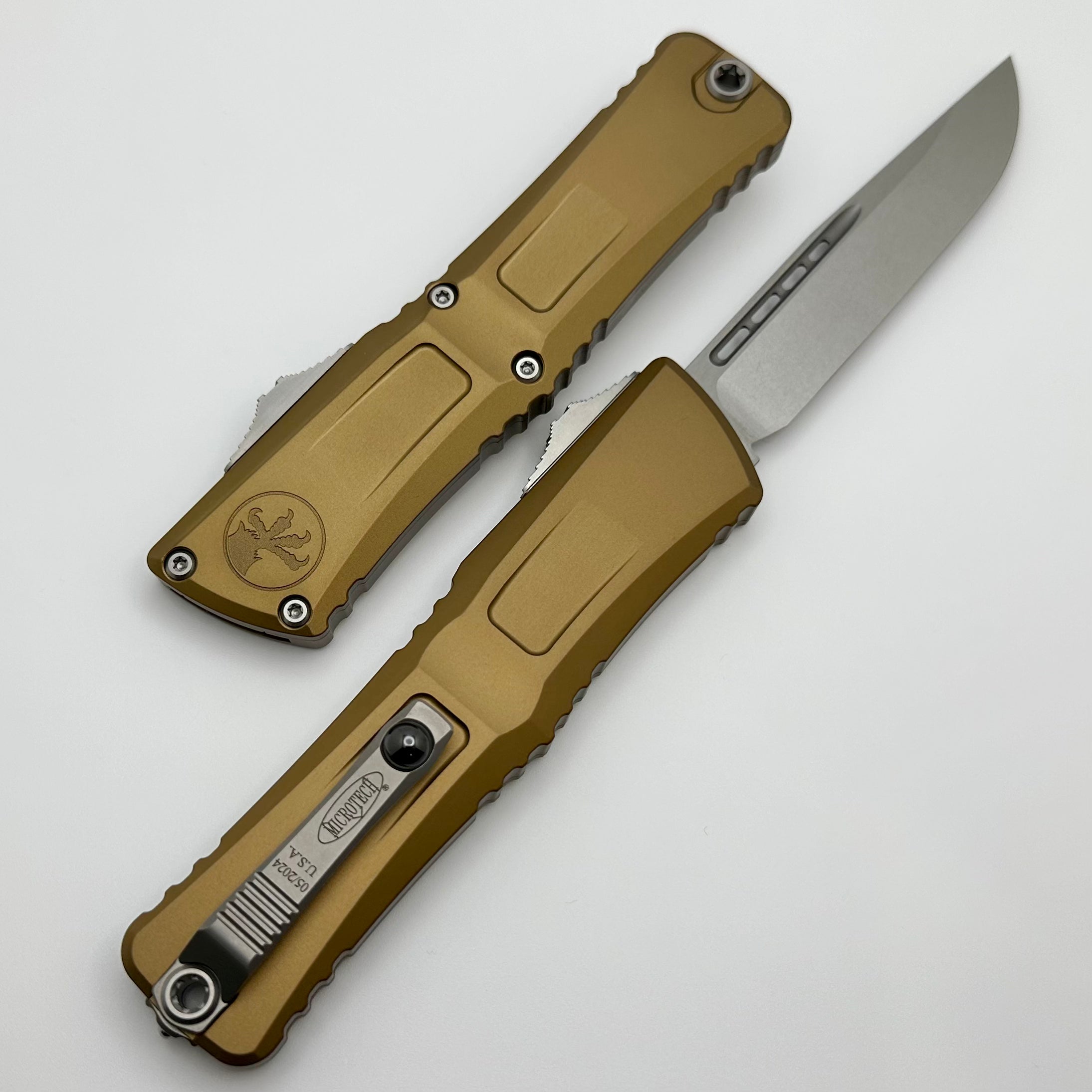 Microtech Knives Combat Troodon Gen III Stonewash Single Edge w/ Tan Handle 1143-10TA